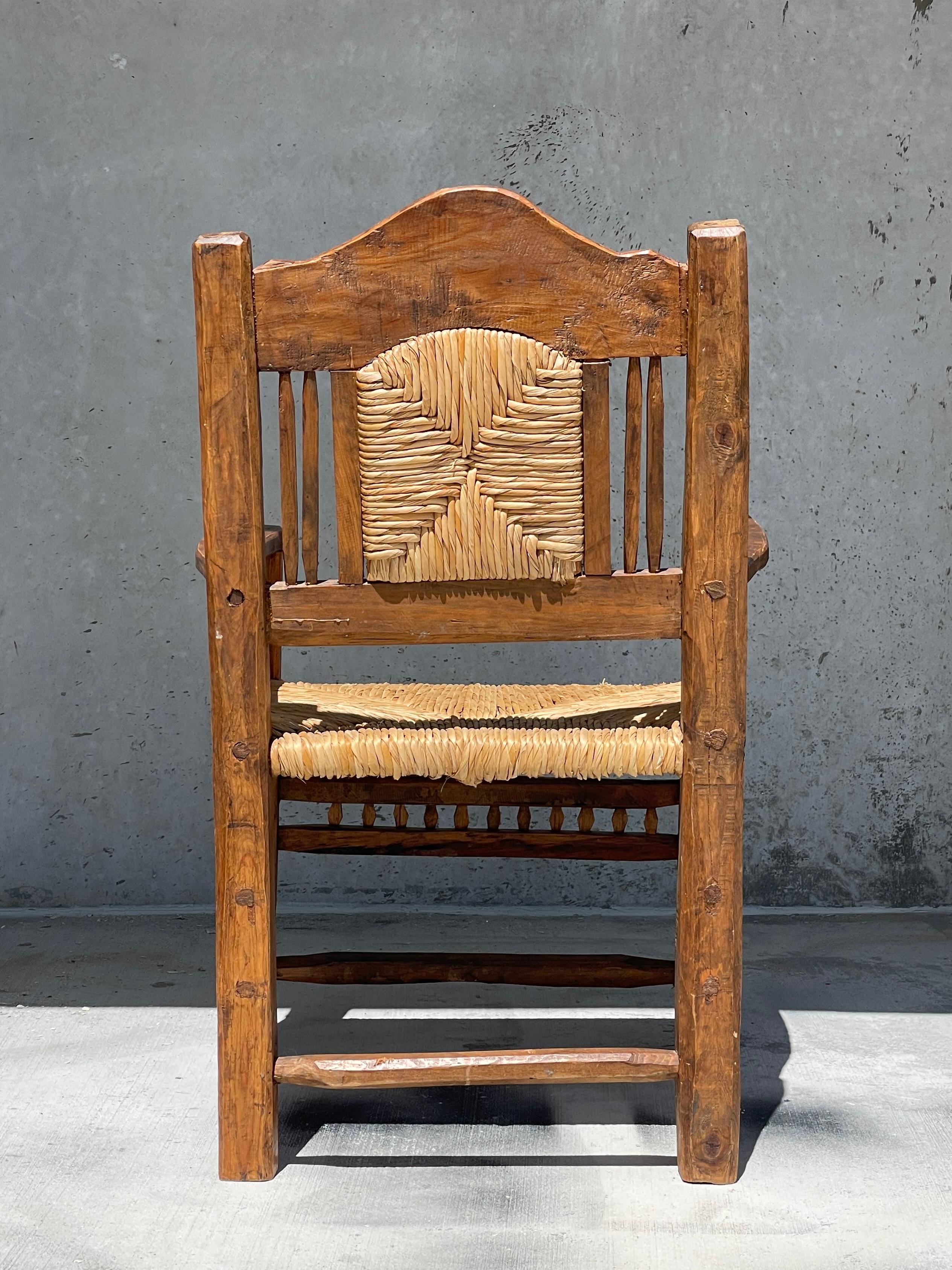 North American Oversized Primitive Seagrass and Wood Armchair