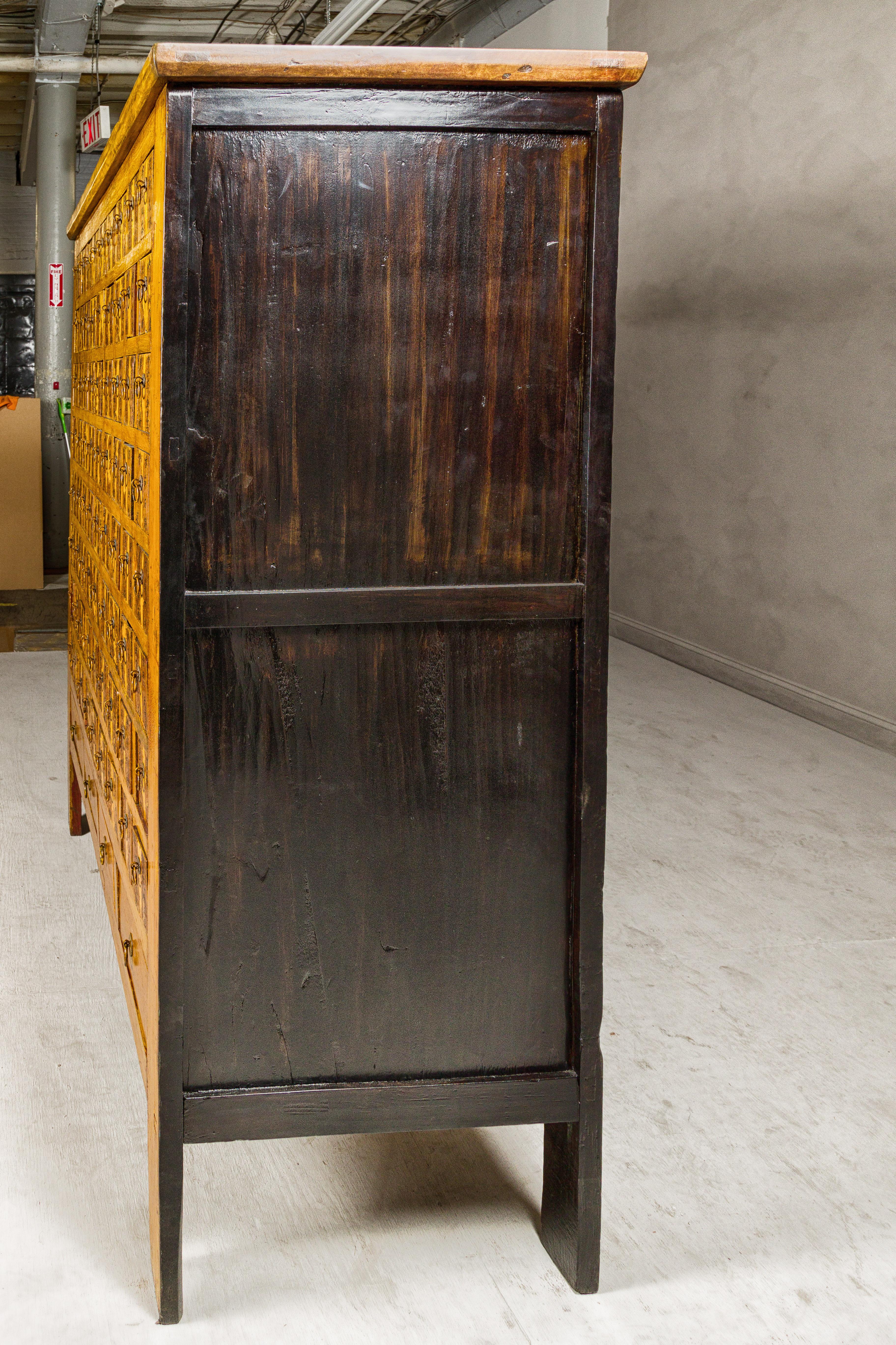 Oversized Qing Apothecary Cabinet with 76 Drawers and Chinese Calligraphy For Sale 7