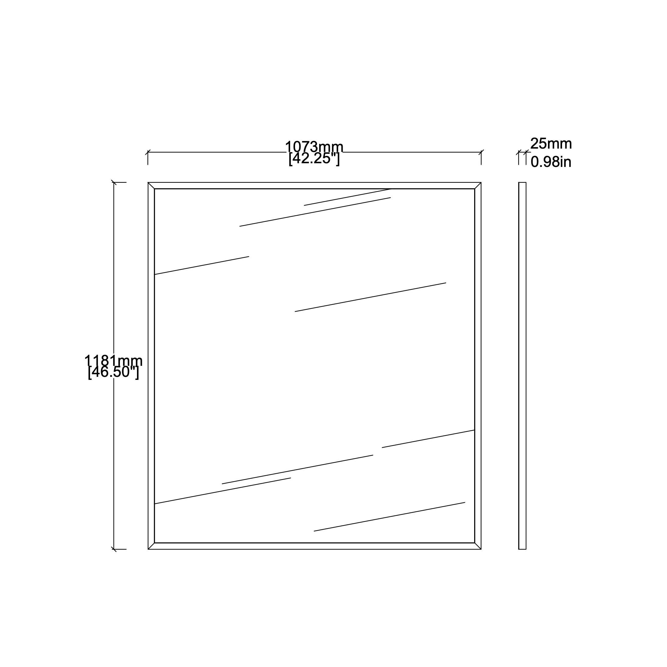 Miroir contemporain rectangulaire surdimensionné Quadris avec cadre intégral en laiton en vente 2