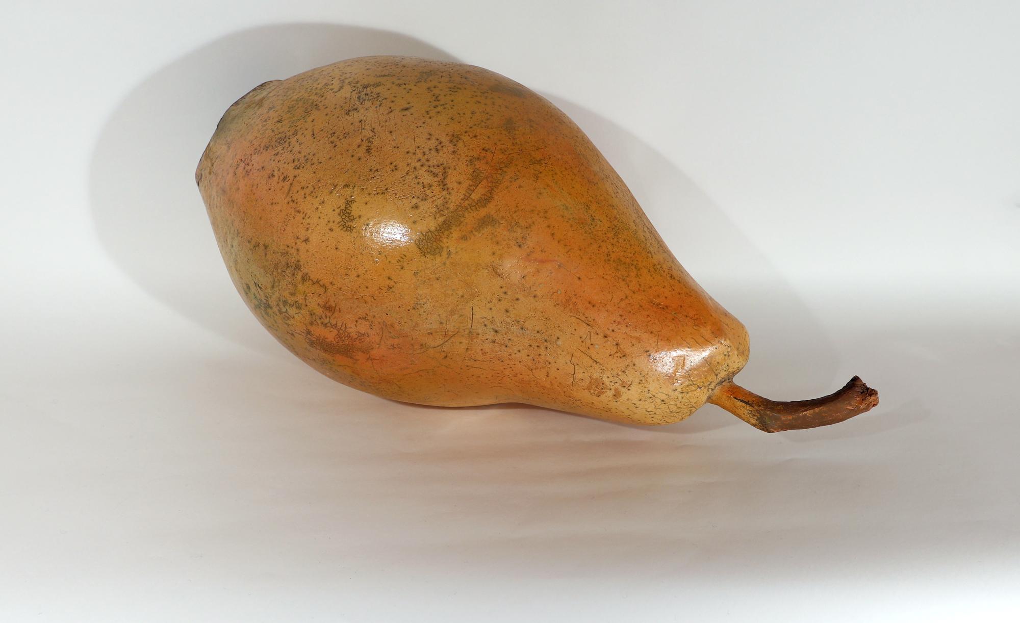 Oversized Raku Pottery Sculpture of a Pear by Renzo Faggioll For Sale 2