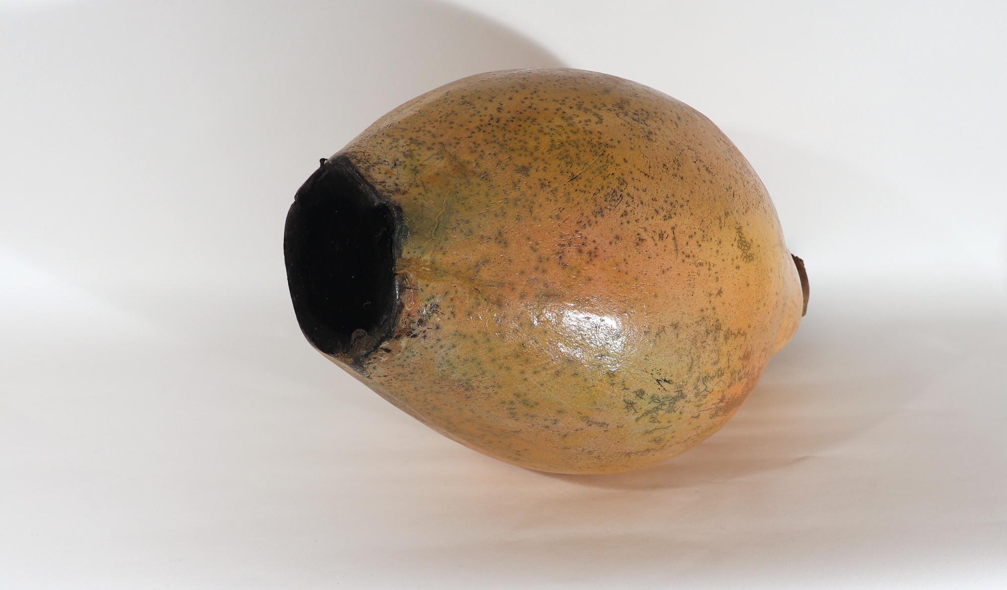Oversized Raku Pottery Sculpture of a Pear by Renzo Faggioll For Sale 3