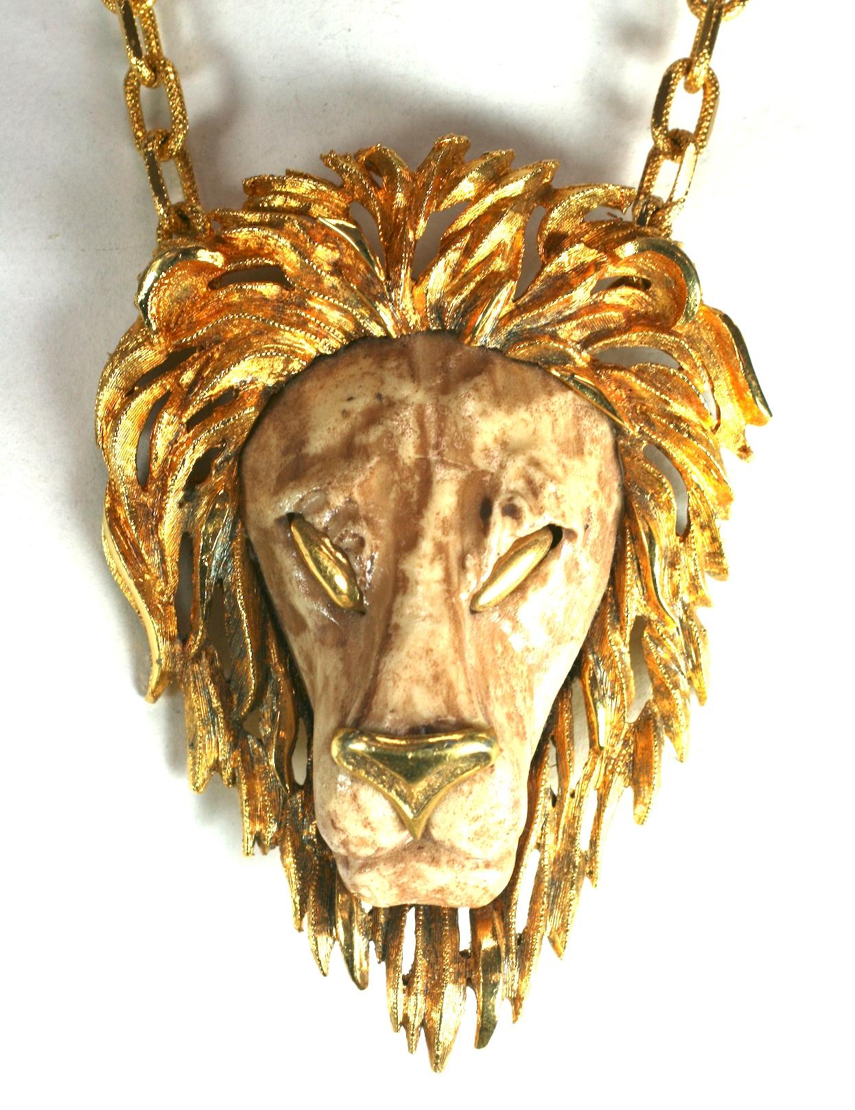 lion head necklace gold