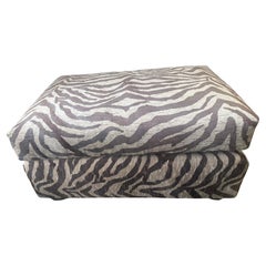 Oversized Rectangular Ottoman in Clarence House Italian Zebra Velvet
