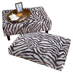 Oversized Rectangular Ottoman in Clarence House Italian Zebra Velvet