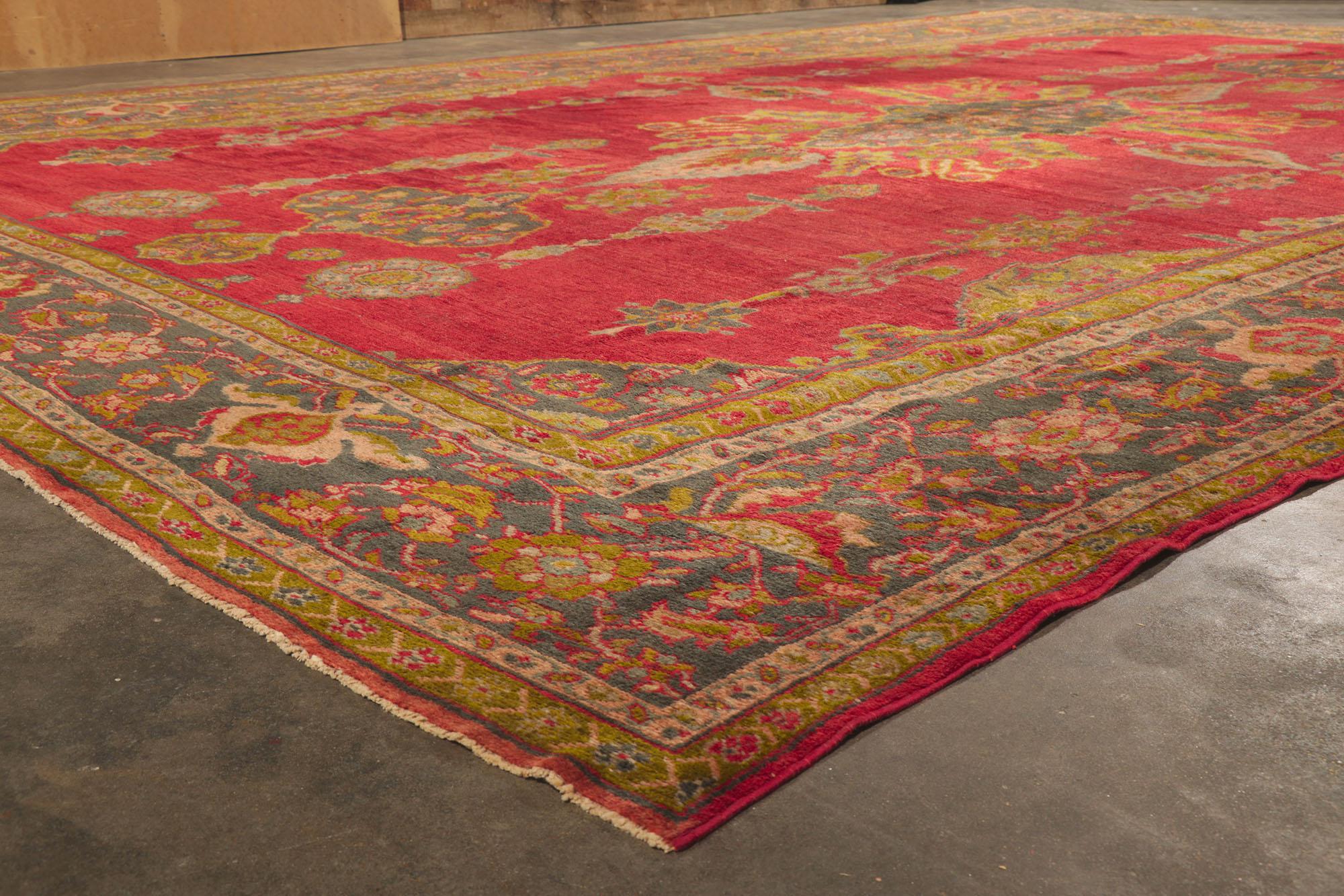 19th Century Antique Persian Sultanabad Hotel Lobby Size Rug with Jacobean Style For Sale
