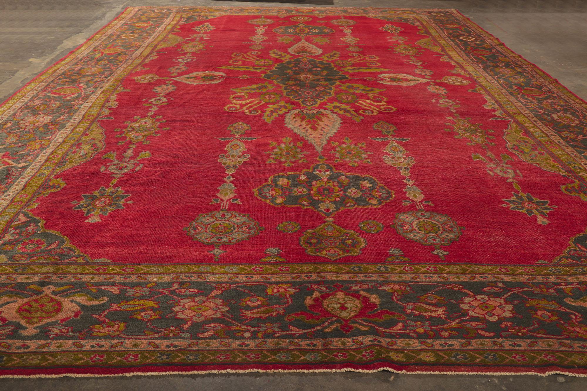 Wool Antique Persian Sultanabad Hotel Lobby Size Rug with Jacobean Style For Sale