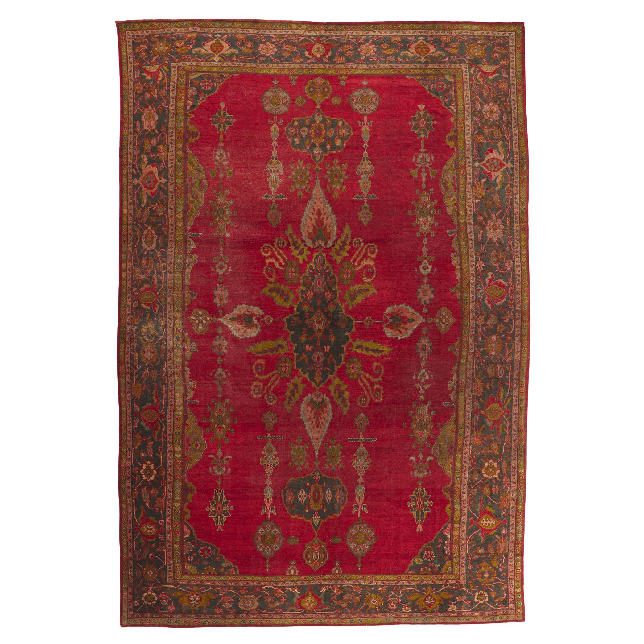 Antique Persian Sultanabad Hotel Lobby Size Rug with Jacobean Style