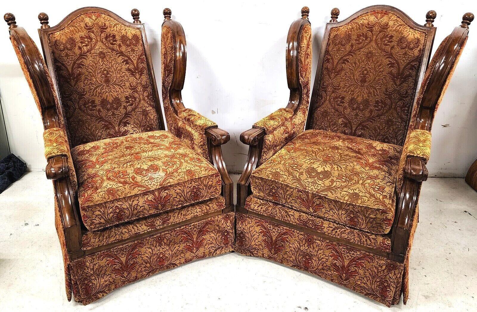 Oversized Regal French Wingback Armchairs by Century Furniture In Good Condition For Sale In Lake Worth, FL