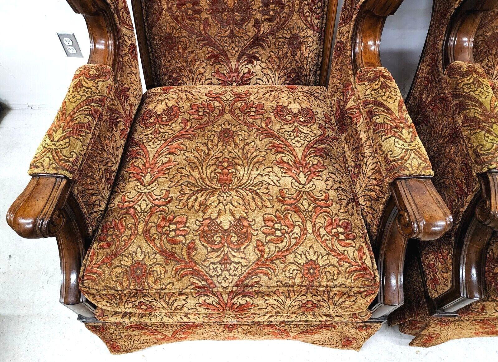 Oversized Regal French Wingback Armchairs by Century Furniture For Sale 2