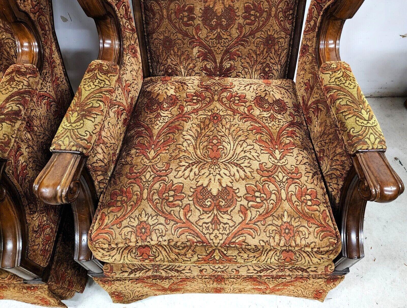 Oversized Regal French Wingback Armchairs by Century Furniture For Sale 3