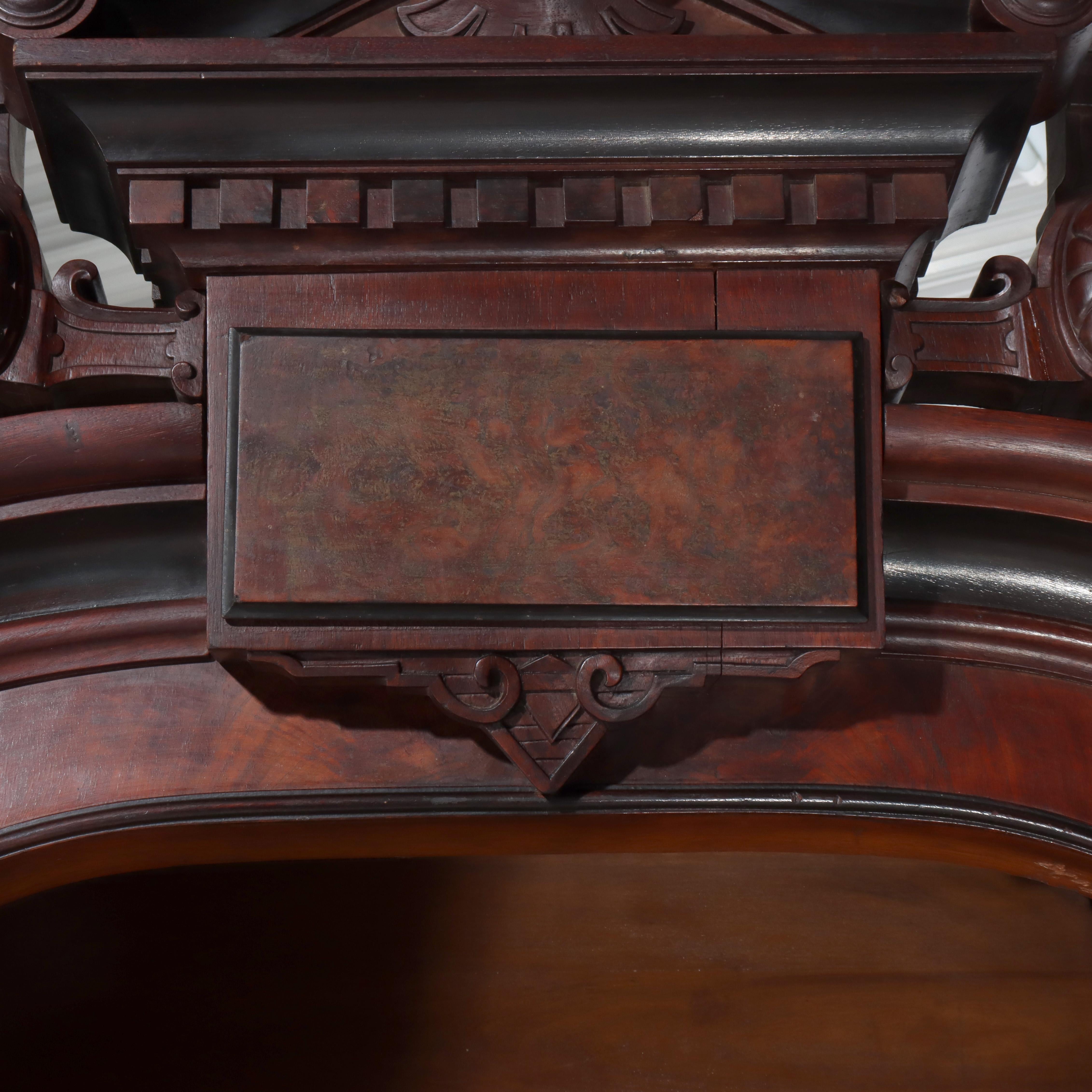 Armoire oversize rinascimentale in mogano ebanizzato parziale con medaglioni in vendita 10