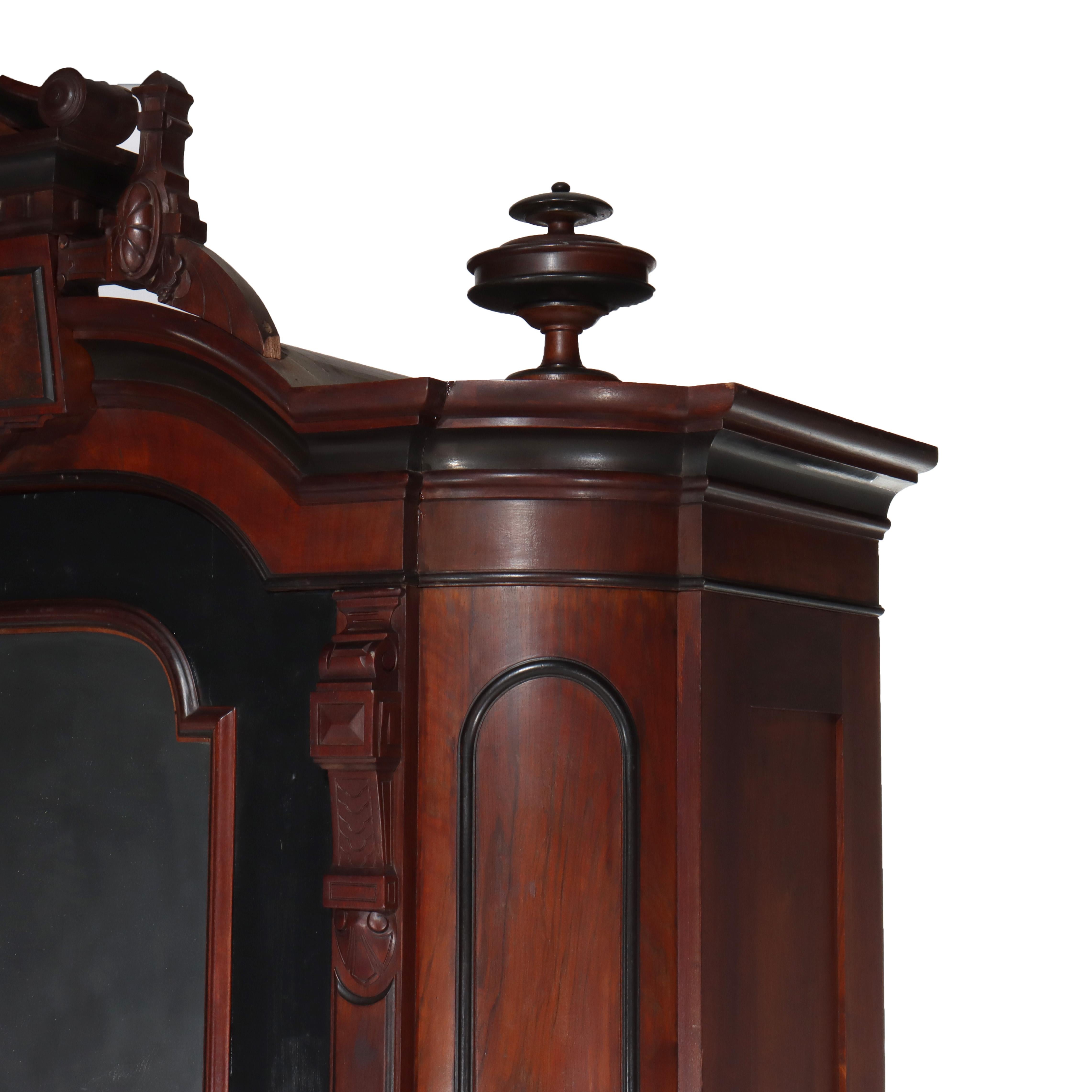 Armoire oversize rinascimentale in mogano ebanizzato parziale con medaglioni in vendita 1