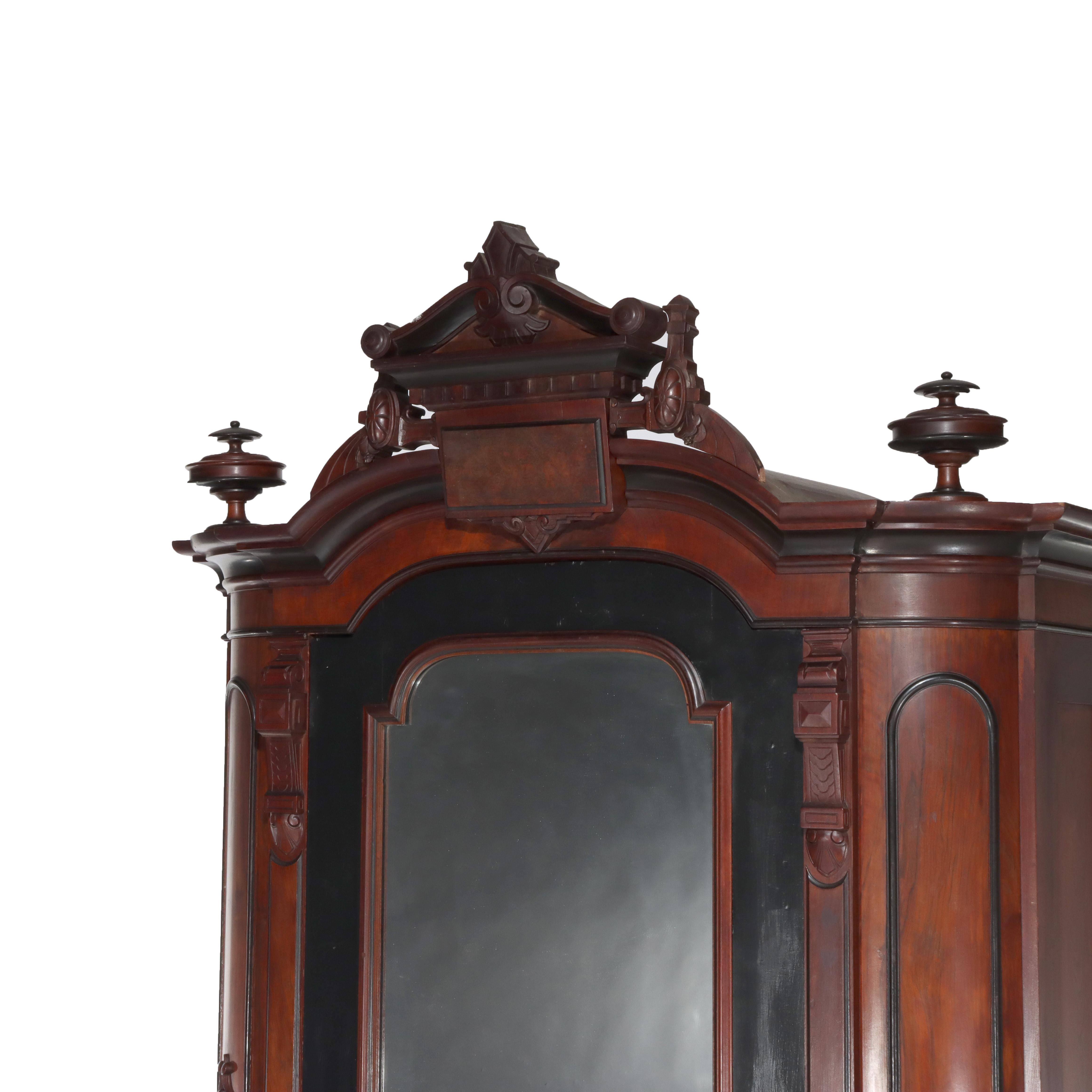 Armoire oversize rinascimentale in mogano ebanizzato parziale con medaglioni in vendita 2