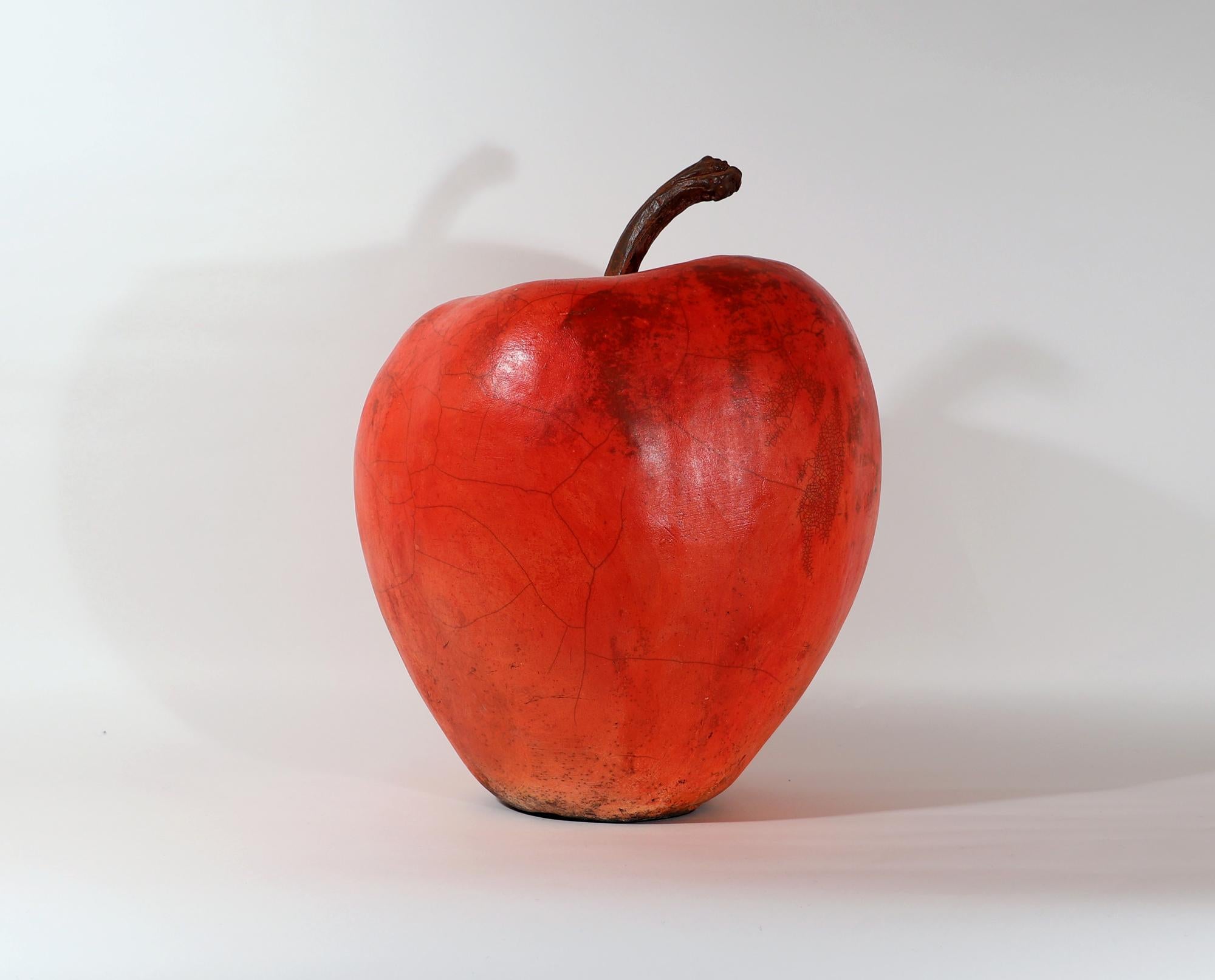 Übergroße Roku-Keramik-Skulptur eines Apfels von Renzo Faggioll im Angebot 4