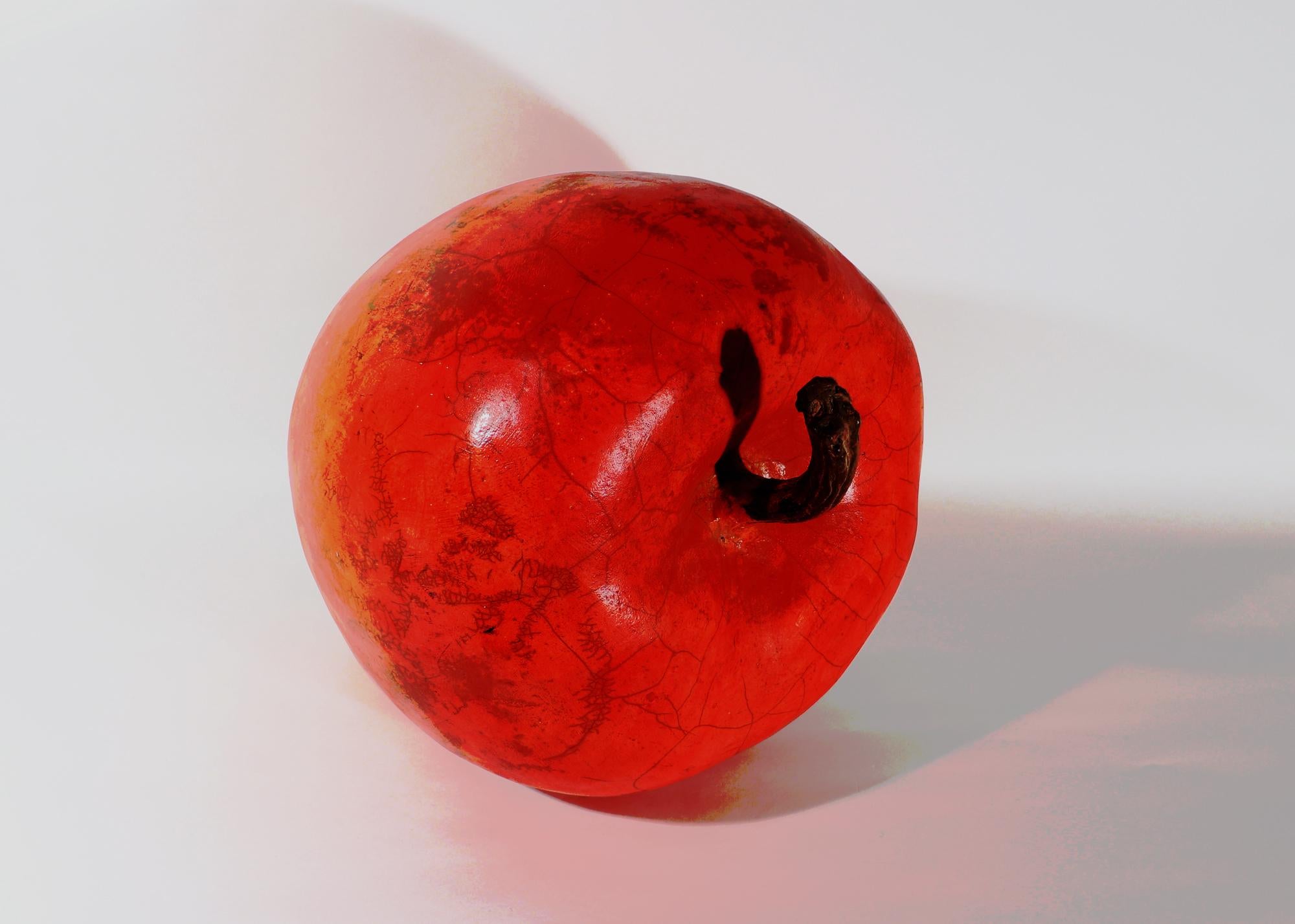 Mid-Century Modern Oversized Roku Pottery Sculpture of an Apple by Renzo Faggioll For Sale