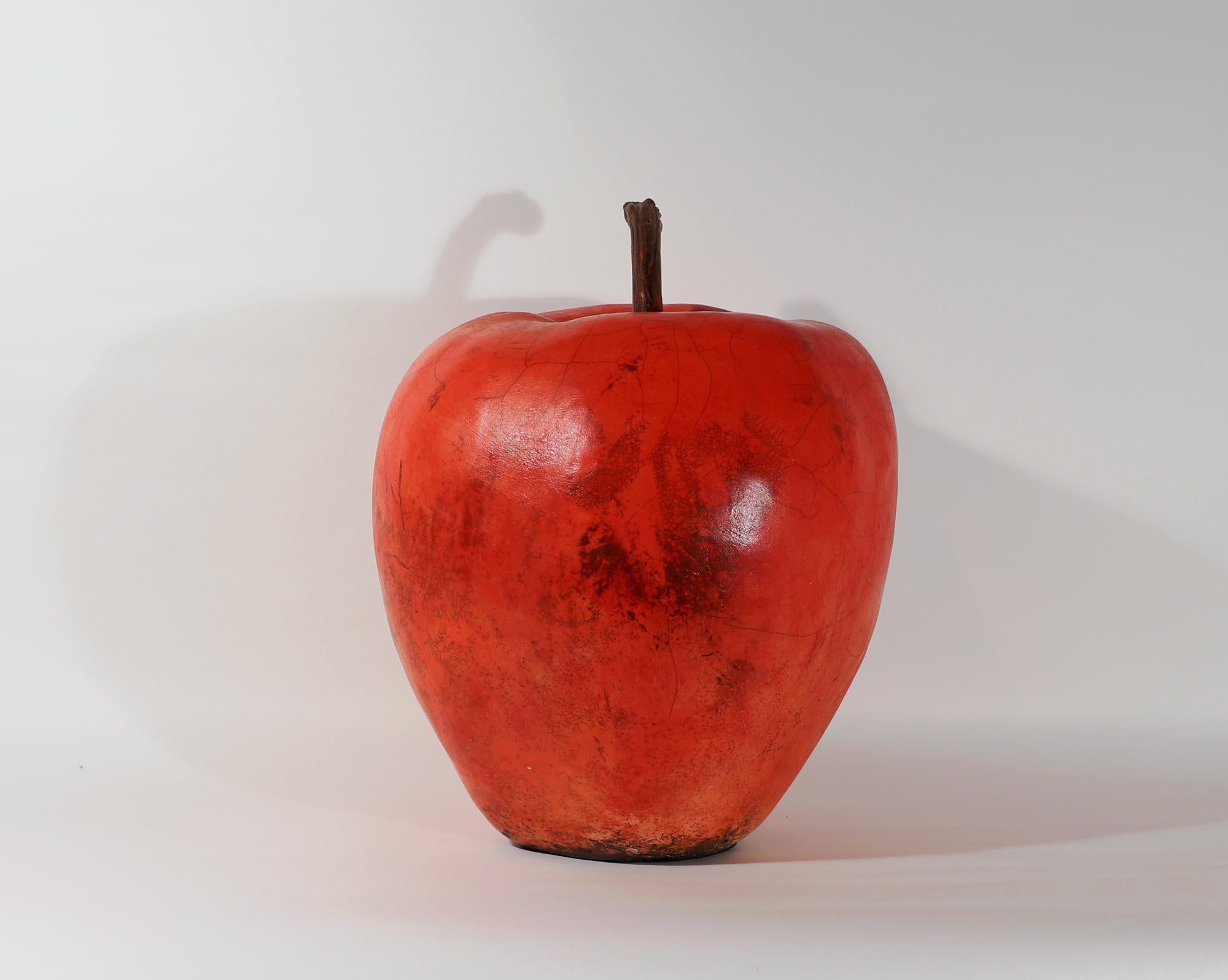 Oversized Roku Pottery Sculpture of an Apple by Renzo Faggioll For Sale 1