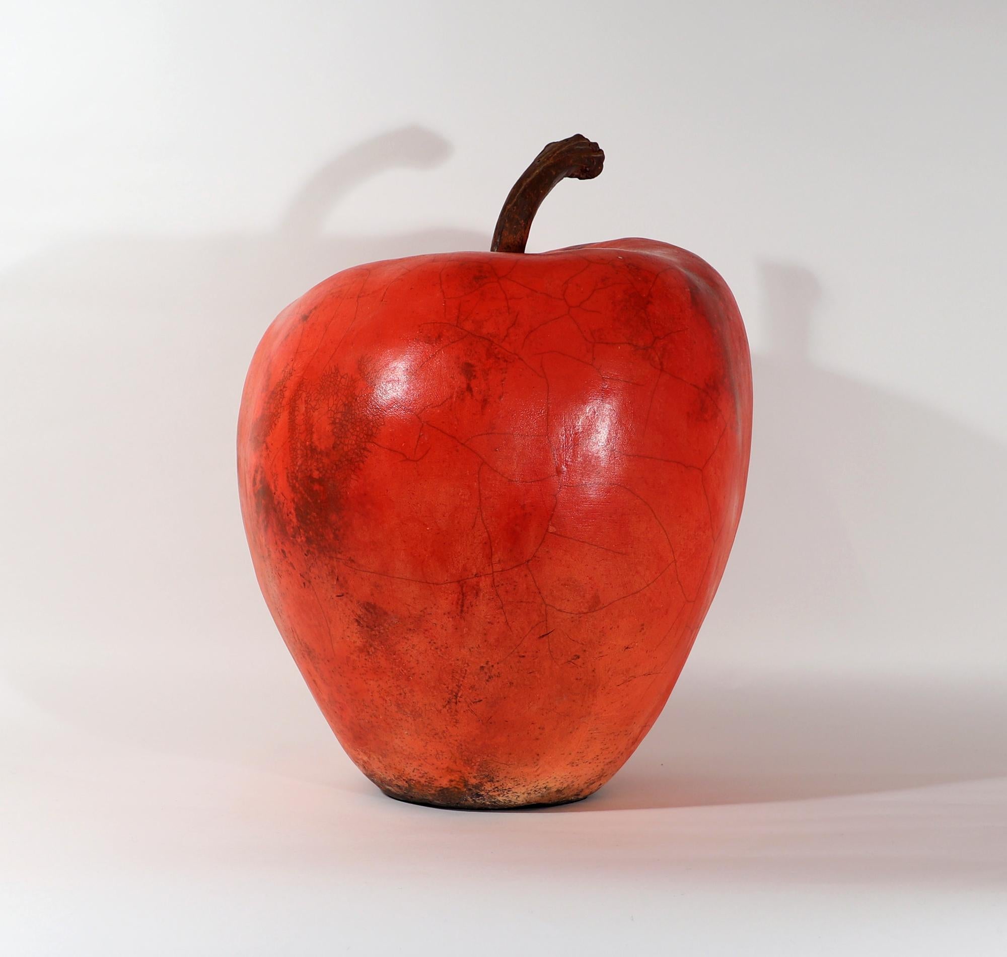 Übergroße Roku-Keramik-Skulptur eines Apfels von Renzo Faggioll im Angebot 3