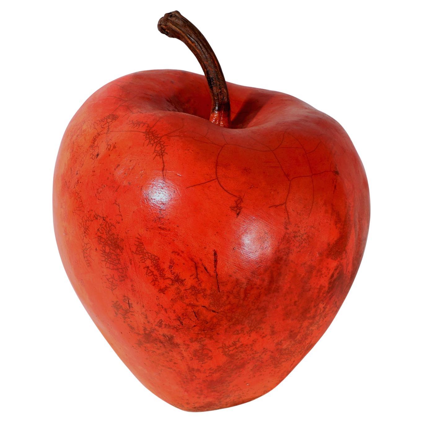 Oversized Roku Pottery Sculpture of an Apple by Renzo Faggioll For Sale