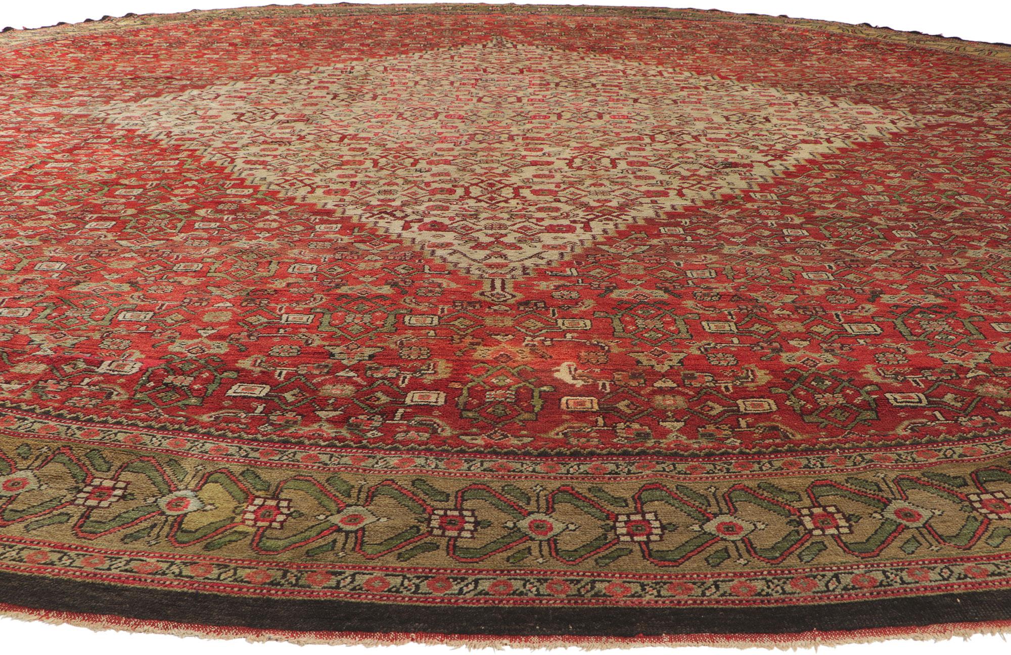 Hand-Knotted Oversized Round Antique Persian Sultanabad Rug, Hotel Lobby Size Carpet For Sale