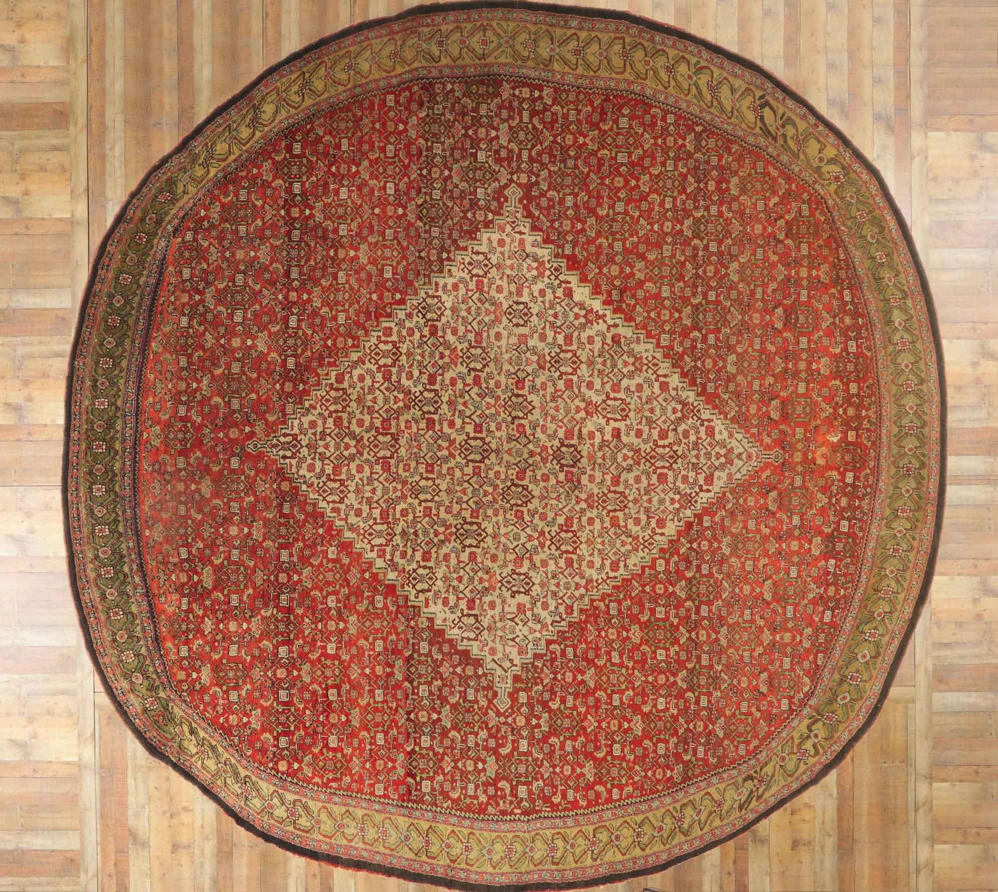 Laine Tapis persan ancien surdimensionné Sultanabad rond, tapis de l'hôtel en vente