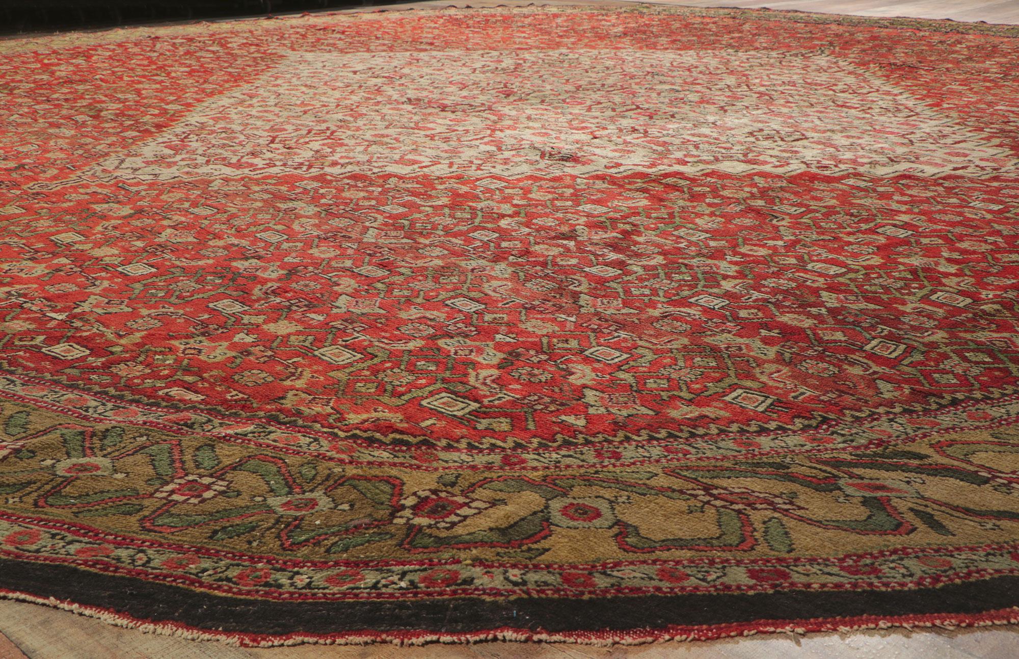 Oversized Round Antique Persian Sultanabad Rug, Hotel Lobby Size Carpet For Sale 3