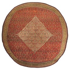 Oversized Round Used Persian Sultanabad Rug, Hotel Lobby Size Carpet