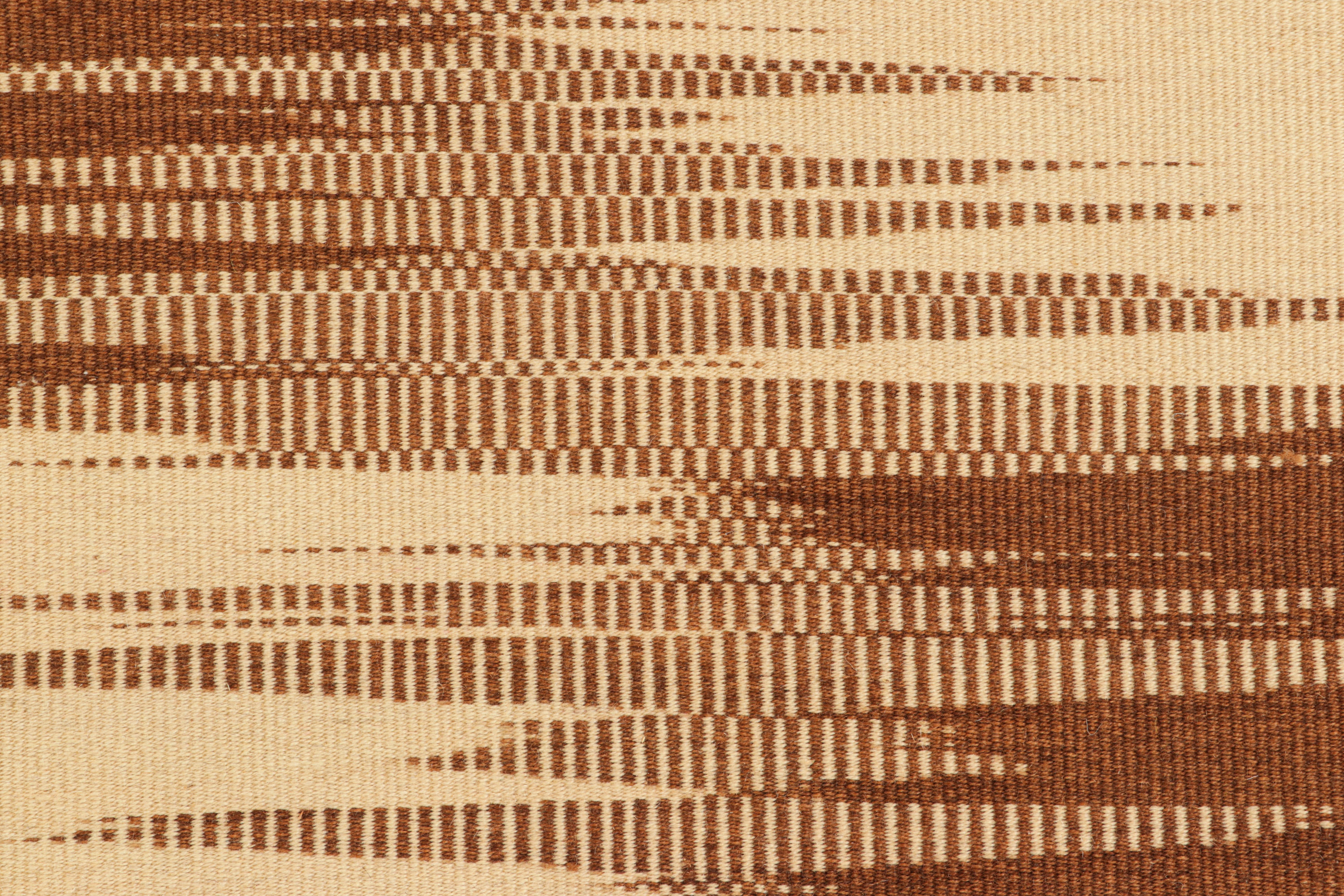 Modern Oversized Rug & Kilim’s Contemporary Kilim in Beige & Brown Stripes & Patterns For Sale