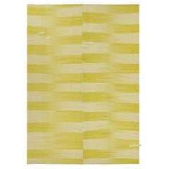 Oversized Rug & Kilim’s Contemporary Kilim in Beige & Yellow Stripes & Patterns
