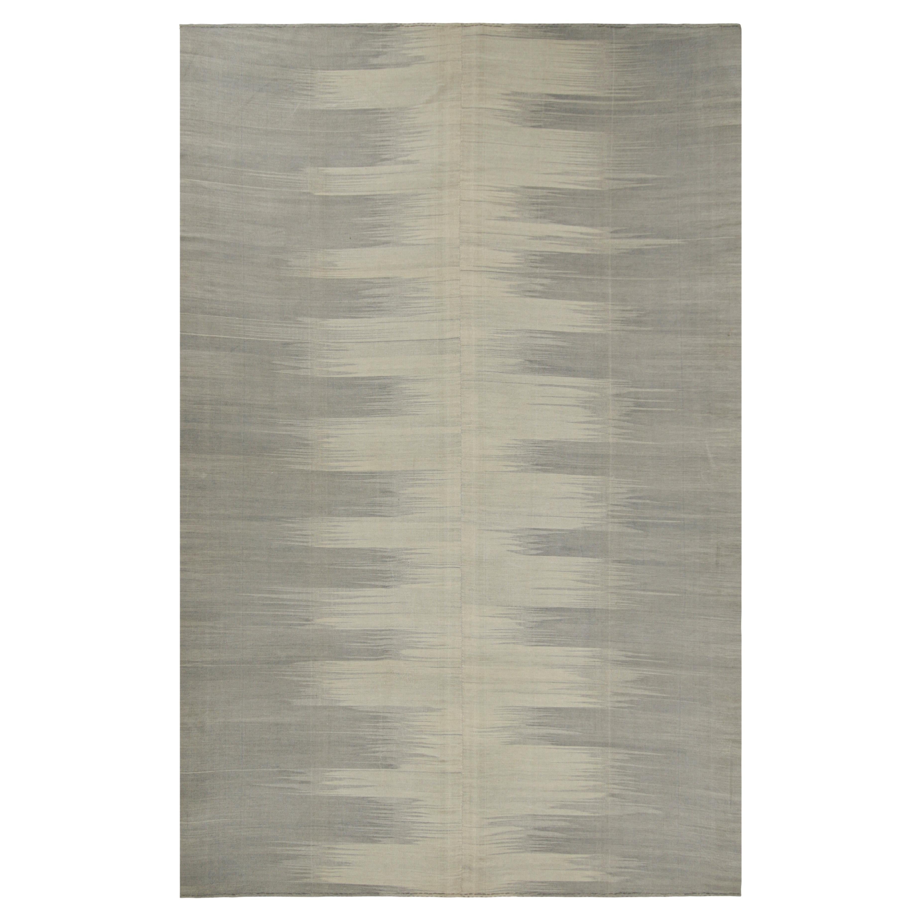 Rug & Kilim’s Oversized Contemporary Kilim in Gray with Geometric Patterns