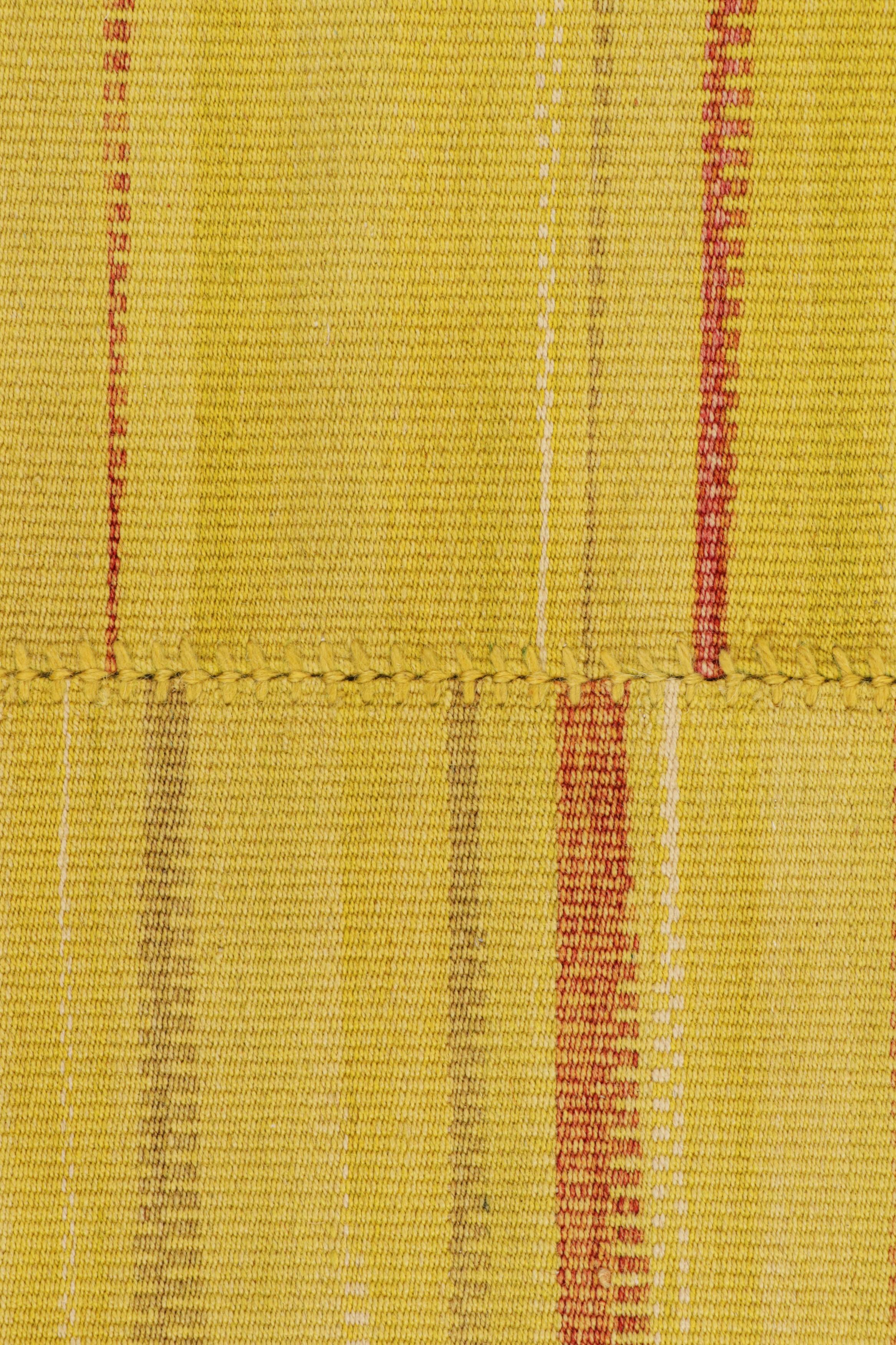 Tudor Rug & Kilim’s Oversized Contemporary Kilim in Yellow with Stripes For Sale
