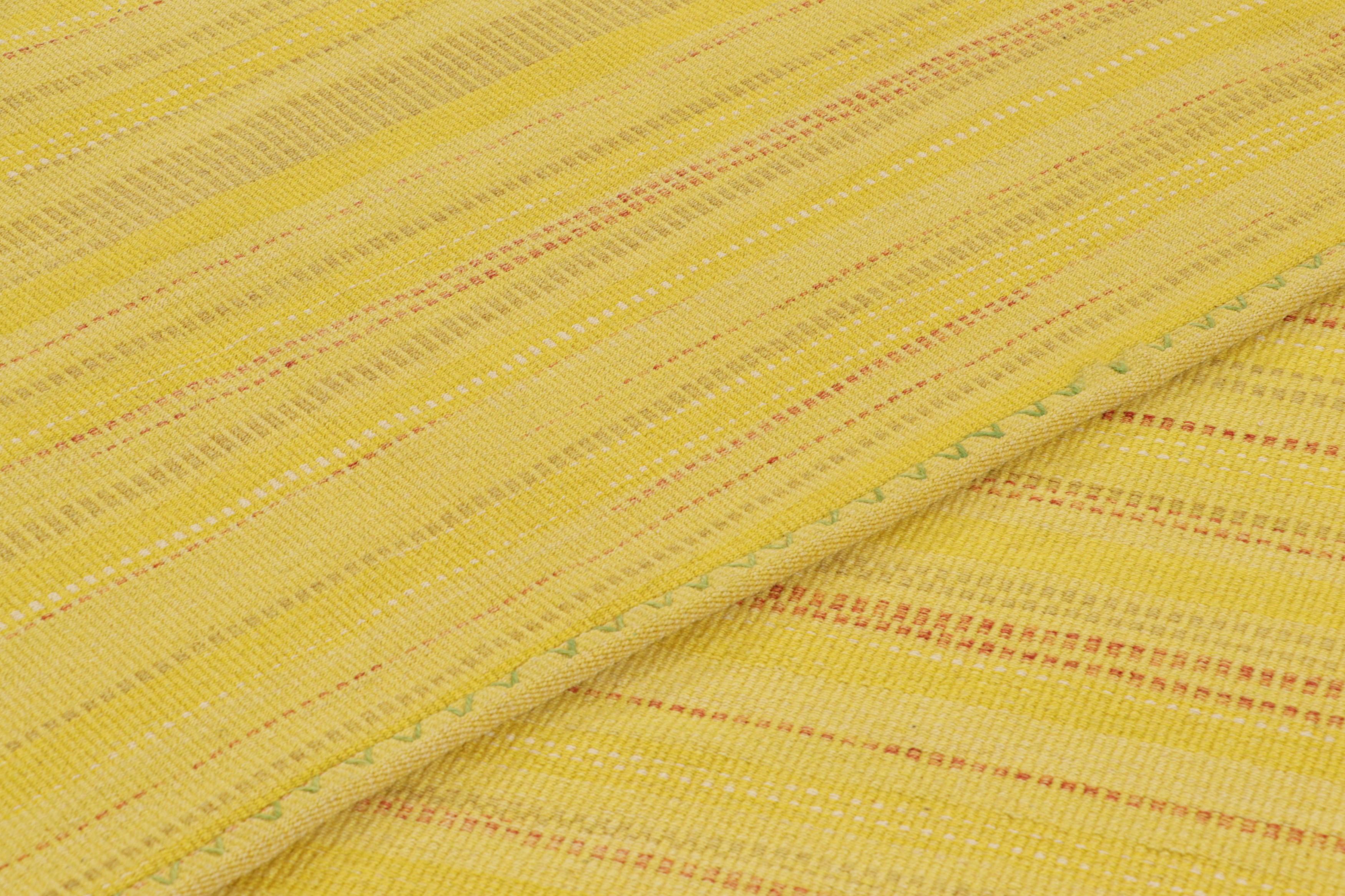 Wool Rug & Kilim’s Oversized Contemporary Kilim in Yellow with Stripes For Sale
