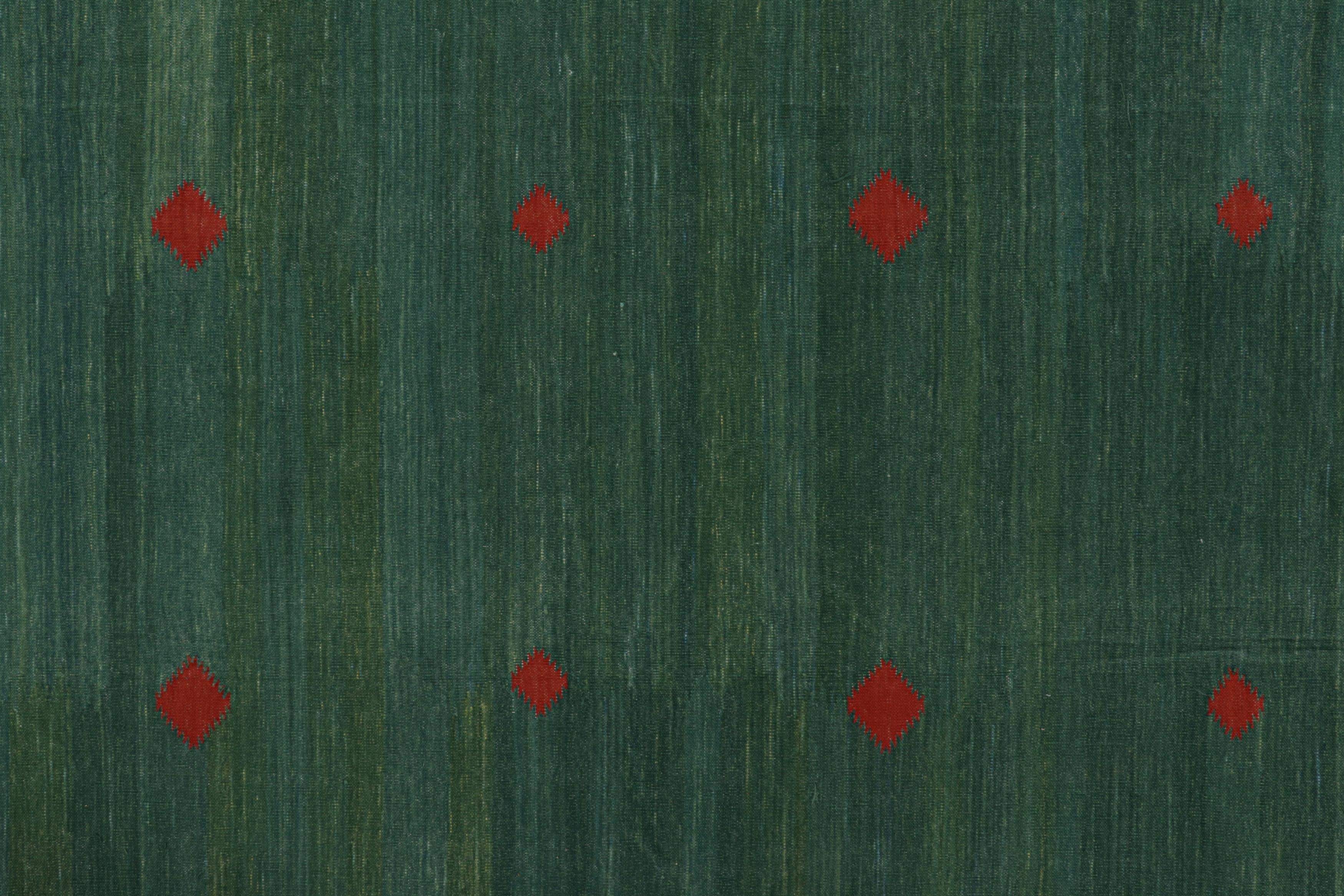 Alfombra contemporánea de Dhurrie maciza en tonos azules y verdes de Oversized Rug & Kilim en Nuevo estado para la venta en Long Island City, NY