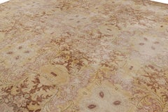 Übergroßer Rug & Kilims quadratischer Teppich im europäischen Stil mit beige-braunen Blumenmotiven