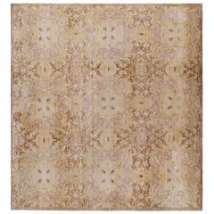 Oversized Rug & Kilim’s European Style Square Rug with BeigeBrown Florals