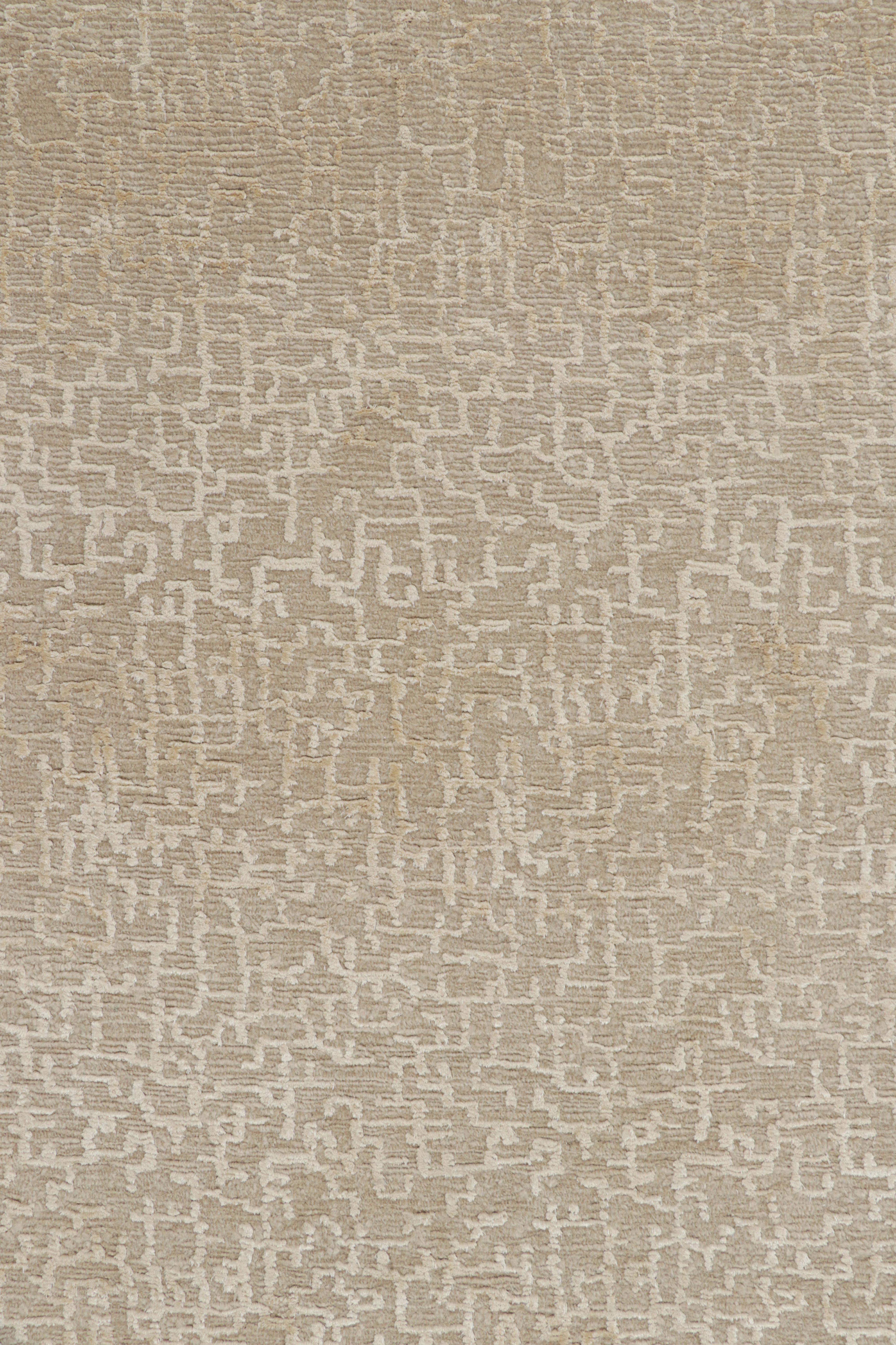 Wool Oversized Rug & Kilim’s Modern Nepalese Rug with Beige & Cream Textural Patterns For Sale
