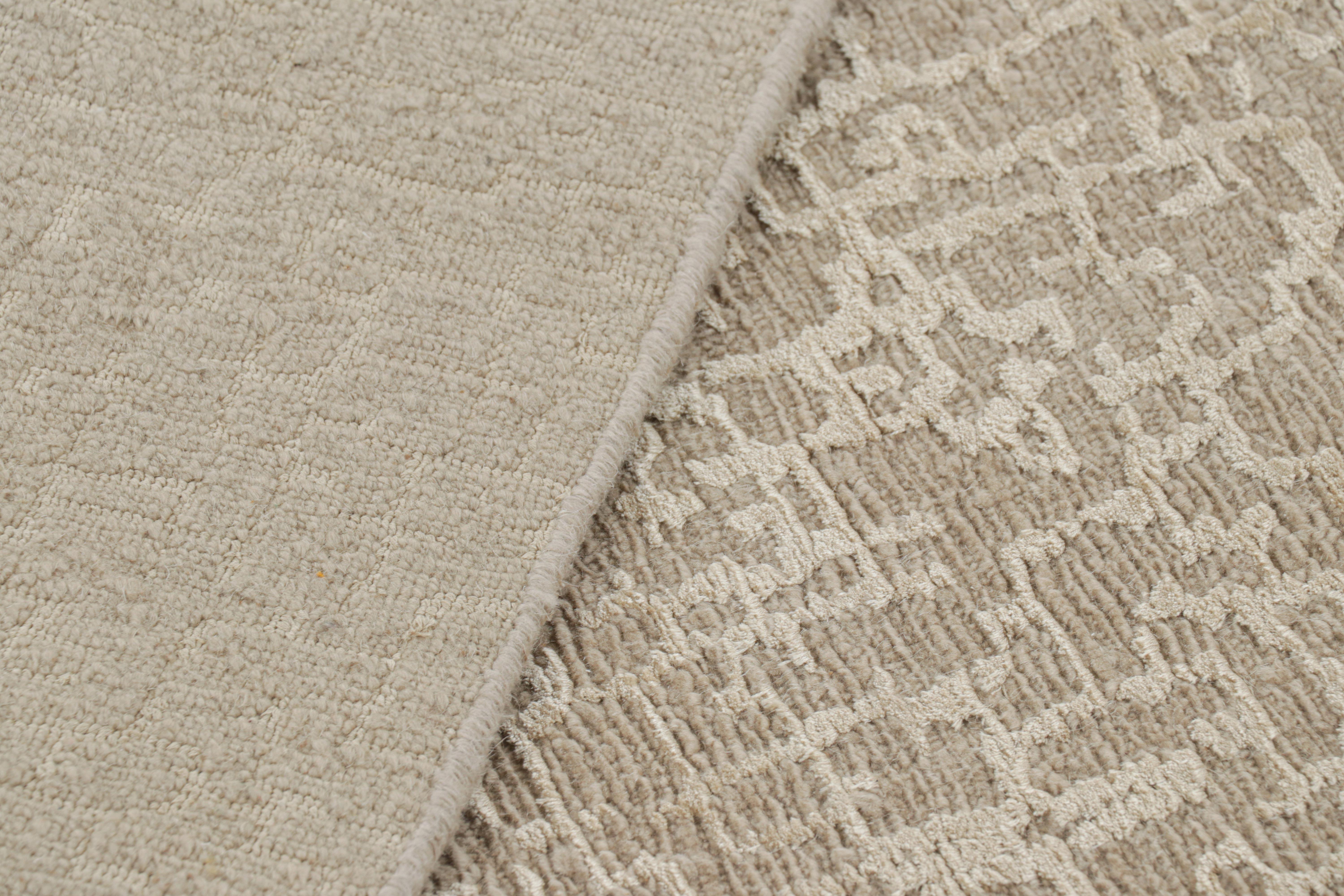 Oversized Rug & Kilim’s Modern Nepalese Rug with Beige & Cream Textural Patterns For Sale 1