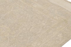 Oversized Rug & Kilim’s Oushak Style Rug in Gray and Beige with Floral Patterns