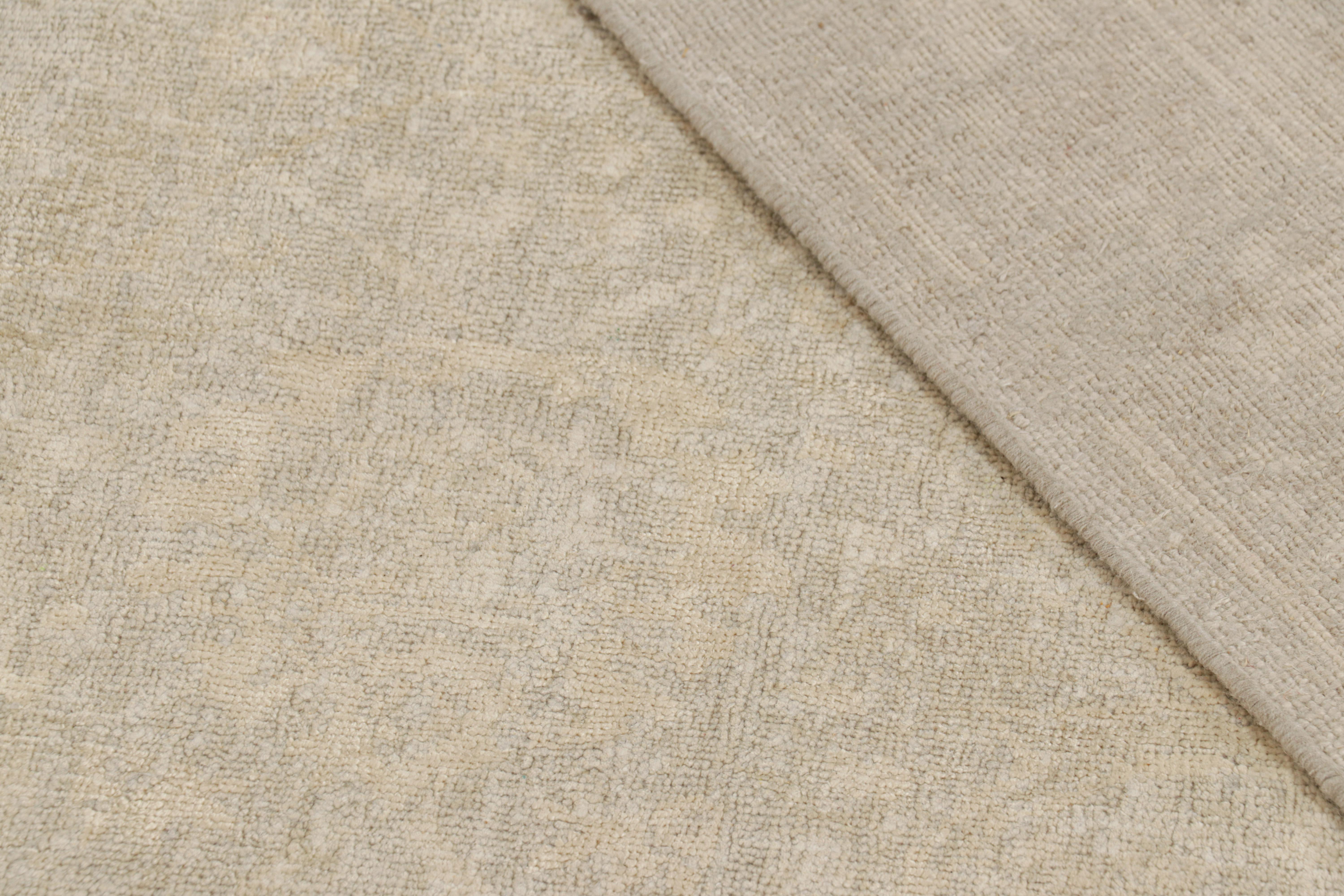 Wool Oversized Rug & Kilim’s Oushak Style Rug in Gray and Beige with Floral Patterns For Sale