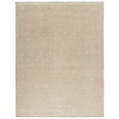 Oversized Rug & Kilim’s Oushak Style Rug in Gray and Beige with Floral Patterns