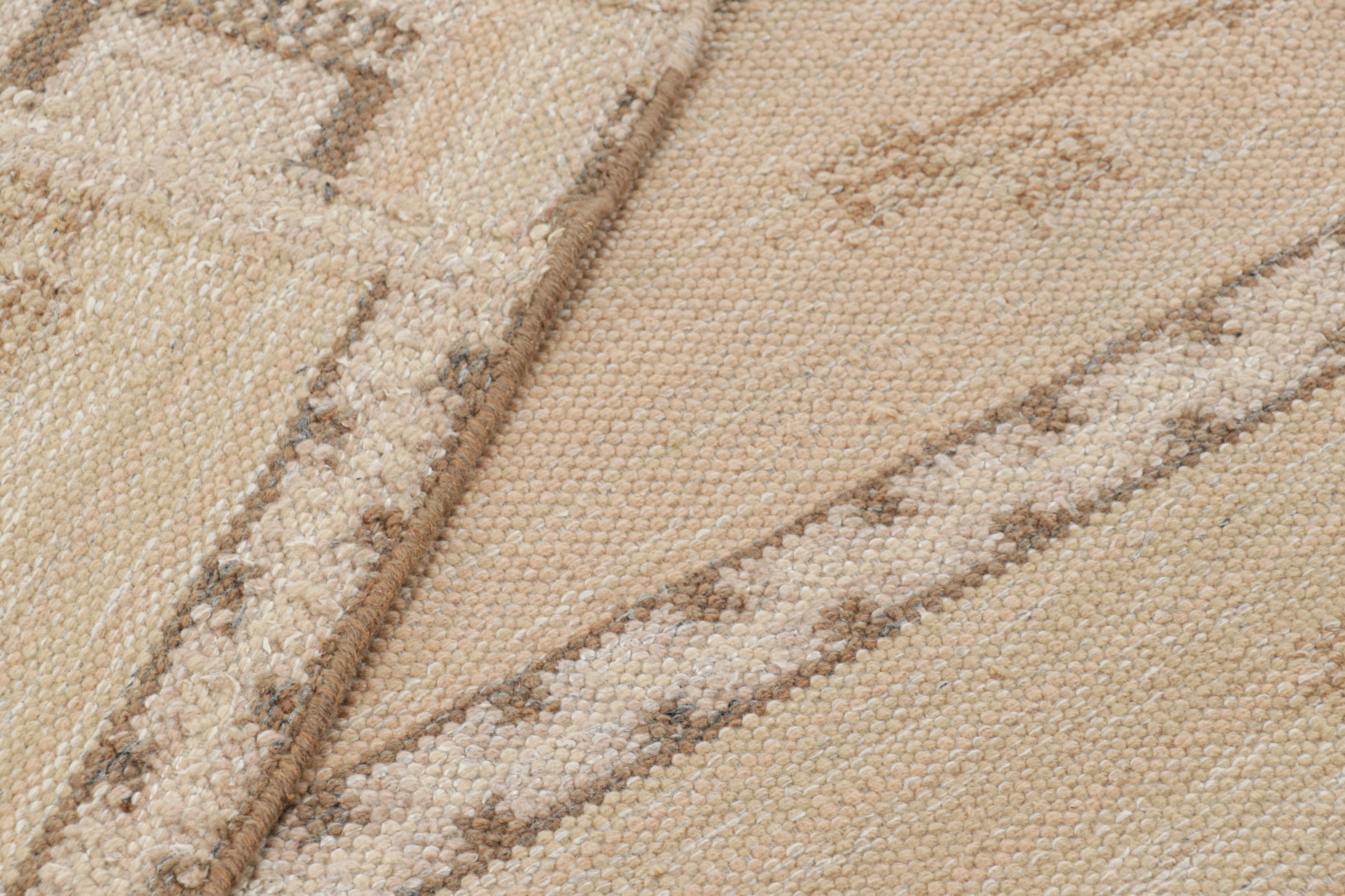 Contemporary Oversized Rug & Kilim's Scandinavian Style Rug in Beige with Geometric Patterns For Sale