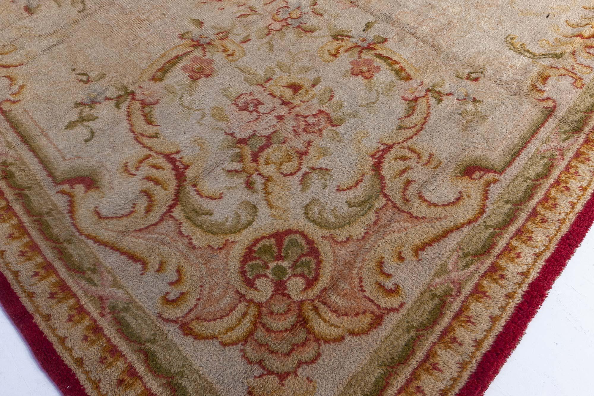 French Oversized Savonnerie Antique Handmade Wool Rug For Sale