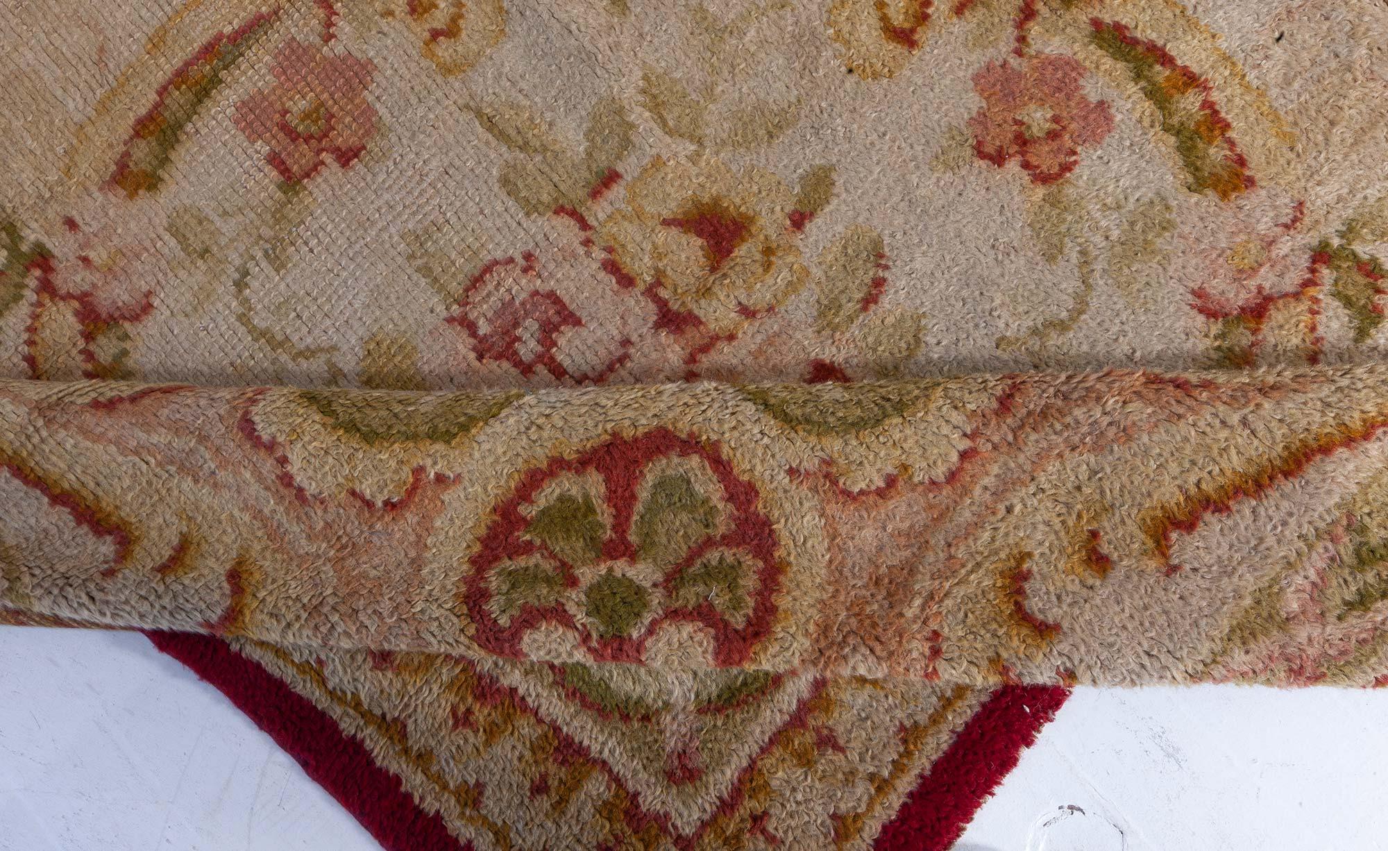 Oversized Savonnerie Antique Handmade Wool Rug In Good Condition For Sale In New York, NY