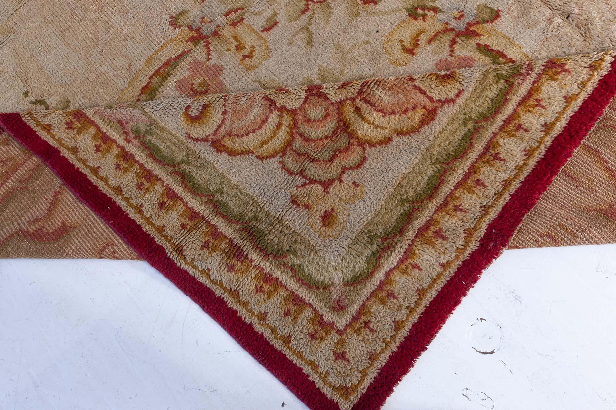 20th Century Oversized Savonnerie Antique Handmade Wool Rug For Sale
