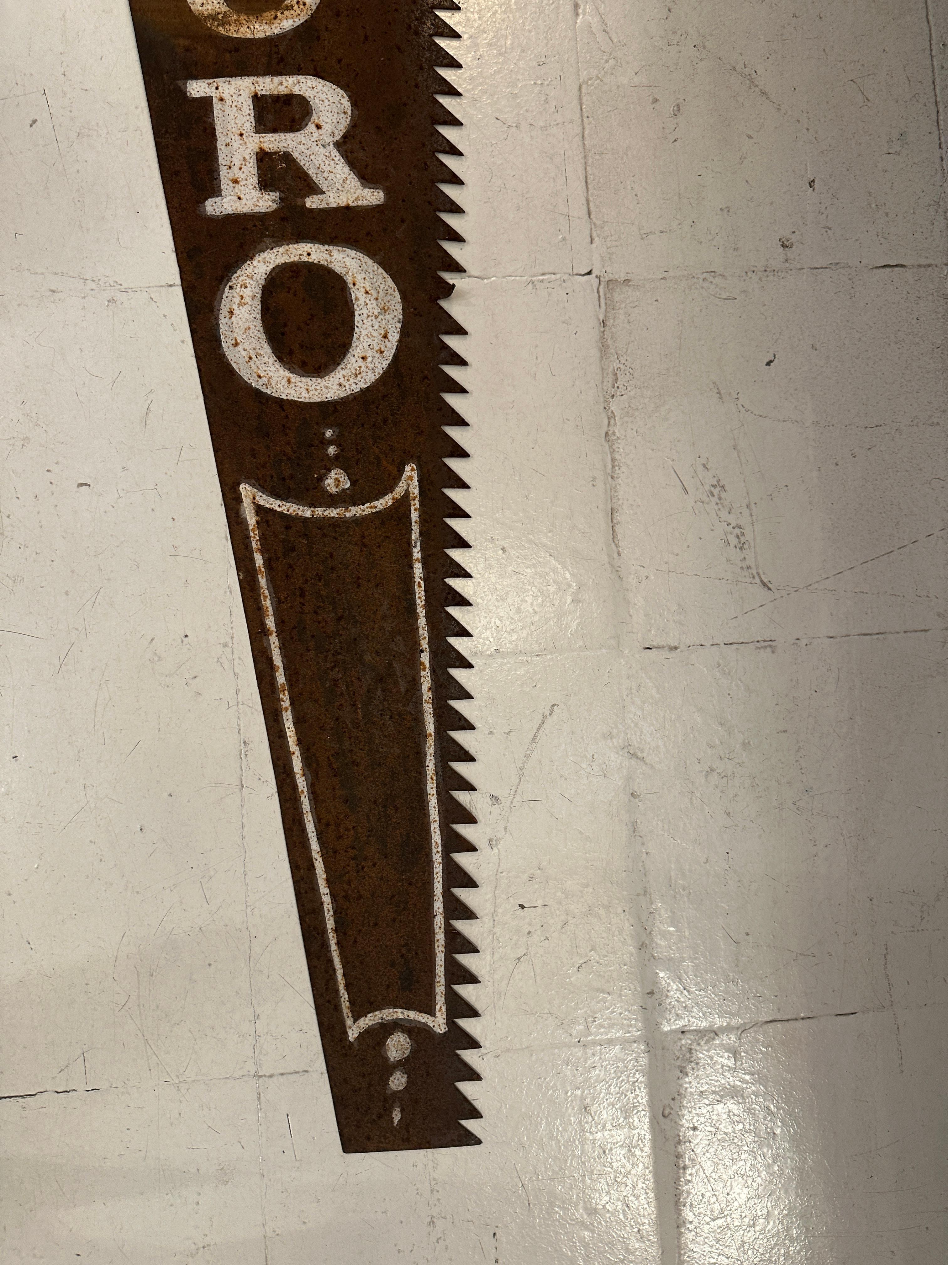 Mid-20th Century Oversized Saw with (Don't wait for your opportunity, get up and work hard) For Sale