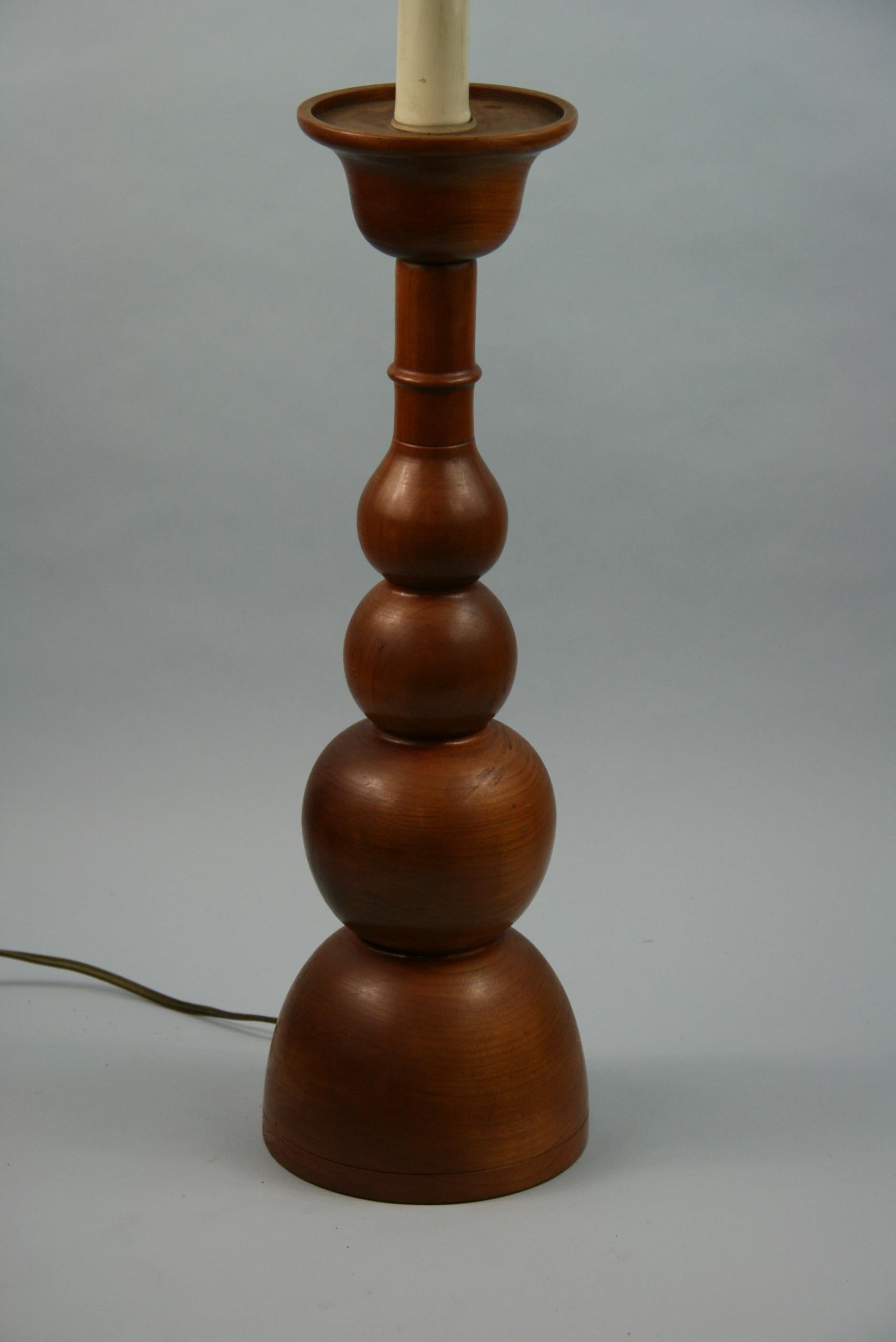 Mid-20th Century Oversized  Scandinavian  Designer  Turned Walnut Wood Lamps a Pair 1960's For Sale