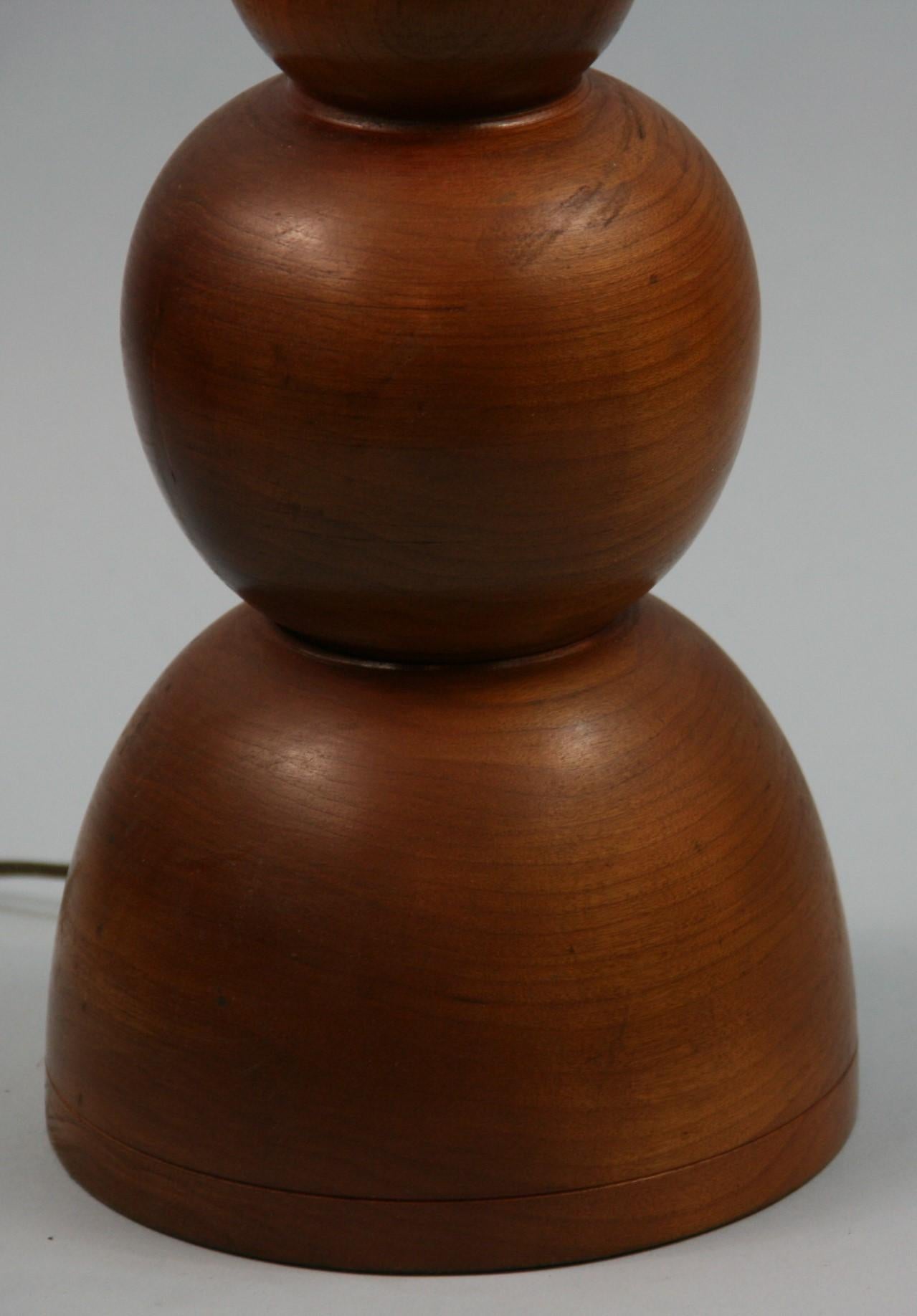 Oversized  Scandinavian  Designer  Turned Walnut Wood Lamps a Pair 1960's For Sale 2