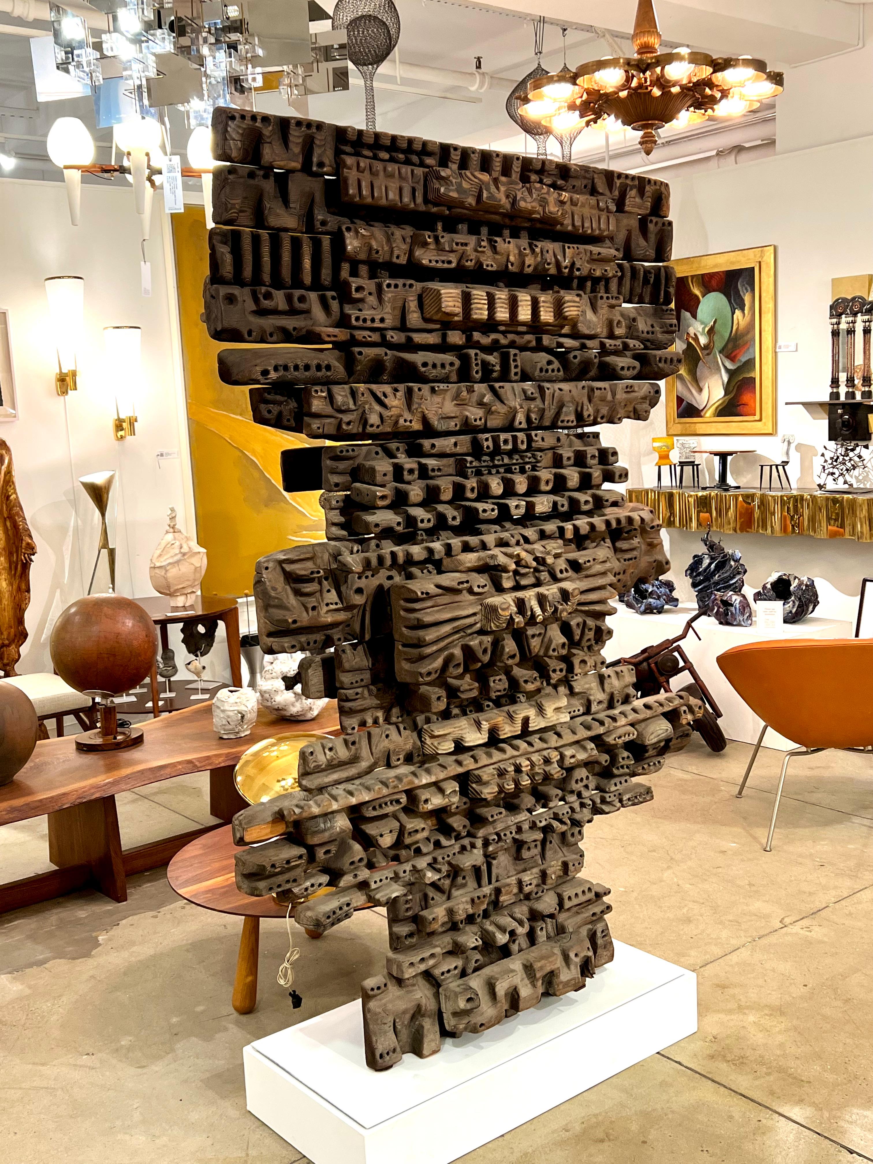 Argentine Oversized Sculptural Wood Artwork by Hugo Rodriguez