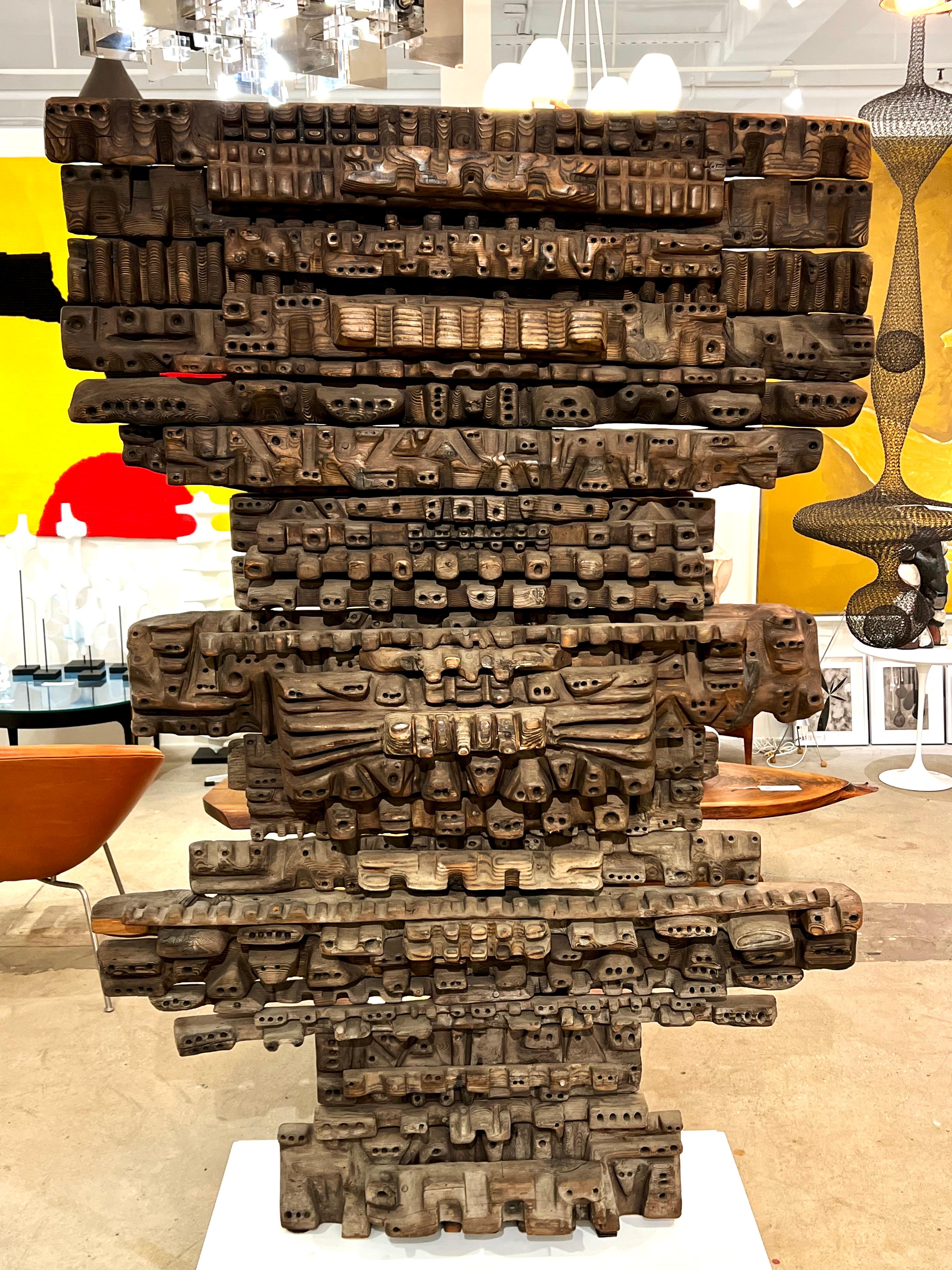 Oversized Sculptural Wood Artwork by Hugo Rodriguez In Good Condition In New York, NY