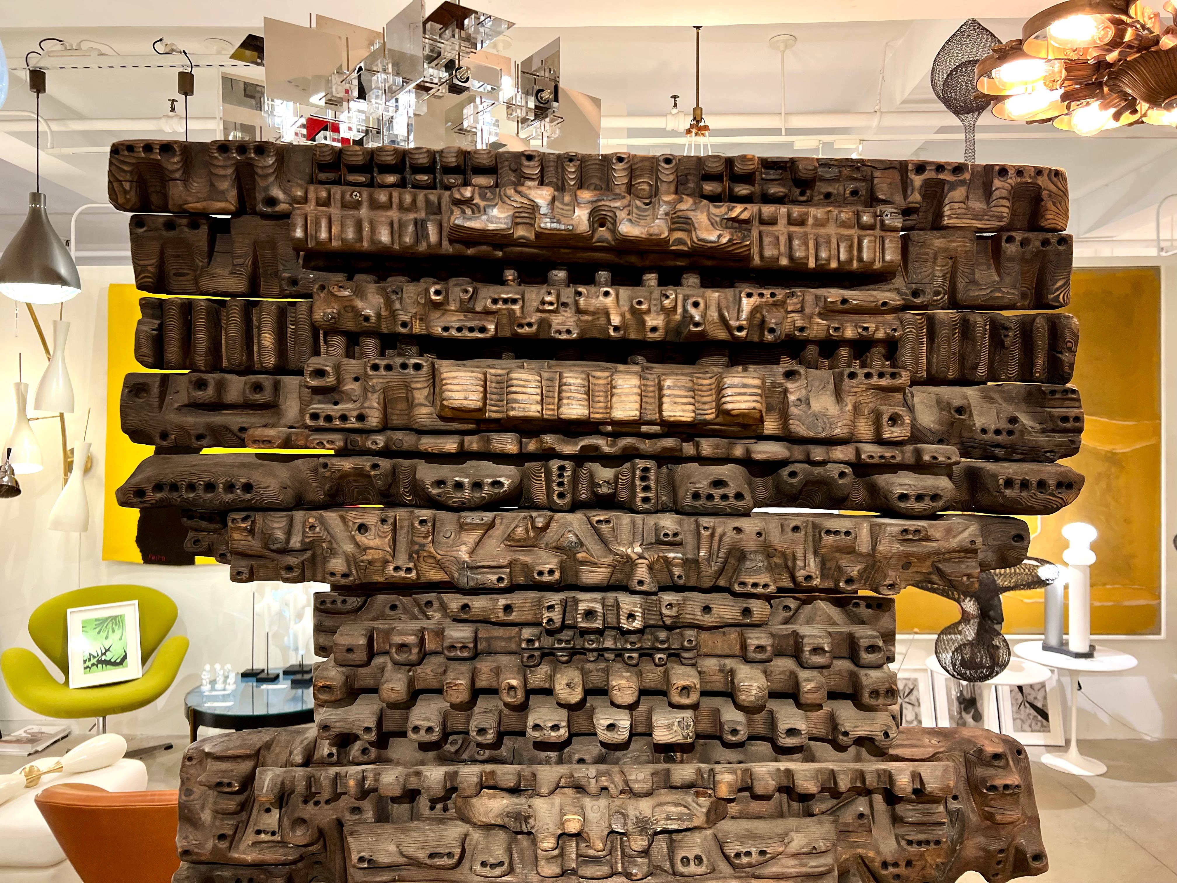 20th Century Oversized Sculptural Wood Artwork by Hugo Rodriguez