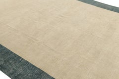 Oversized Signed Vintage Turkish Rug in Beige with Open Field